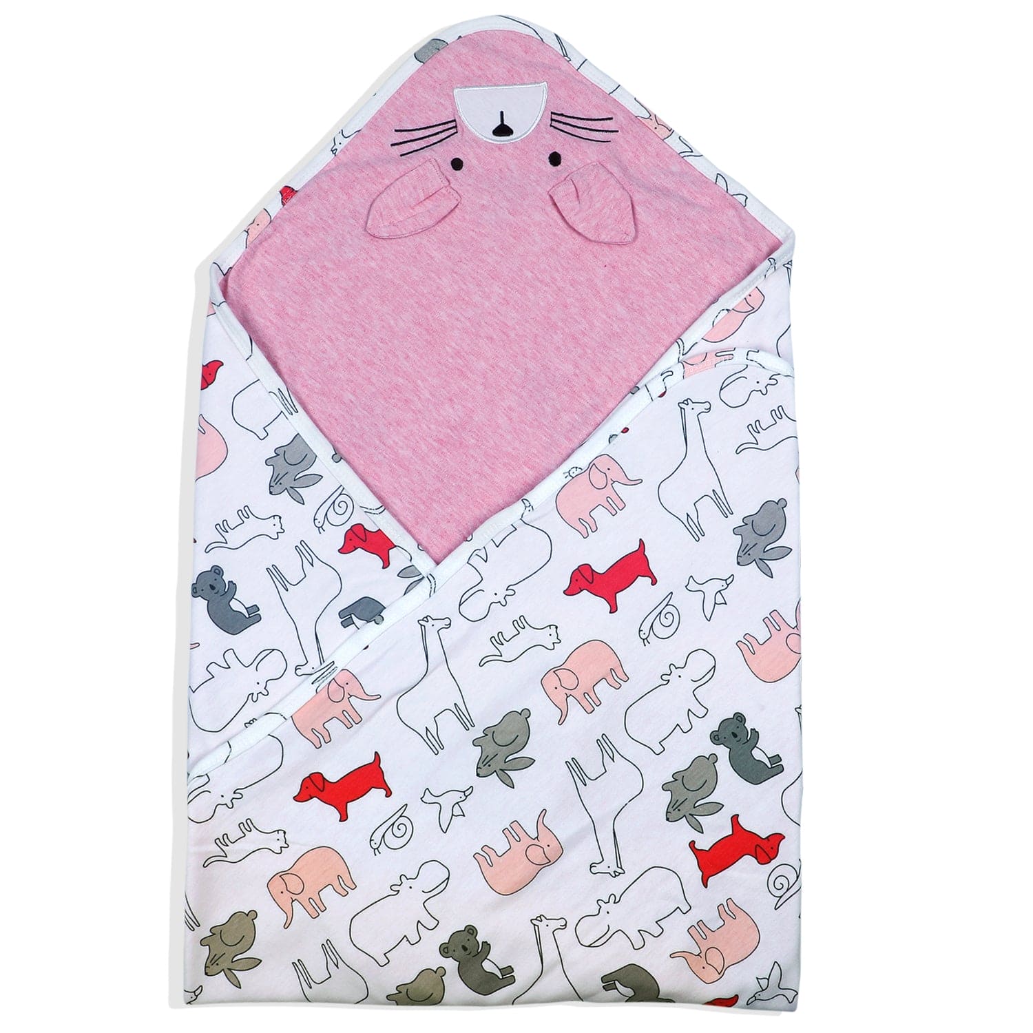 Baby Moo 3D Ear Cat Soft Reversible Wrapper - Pink - Baby Moo