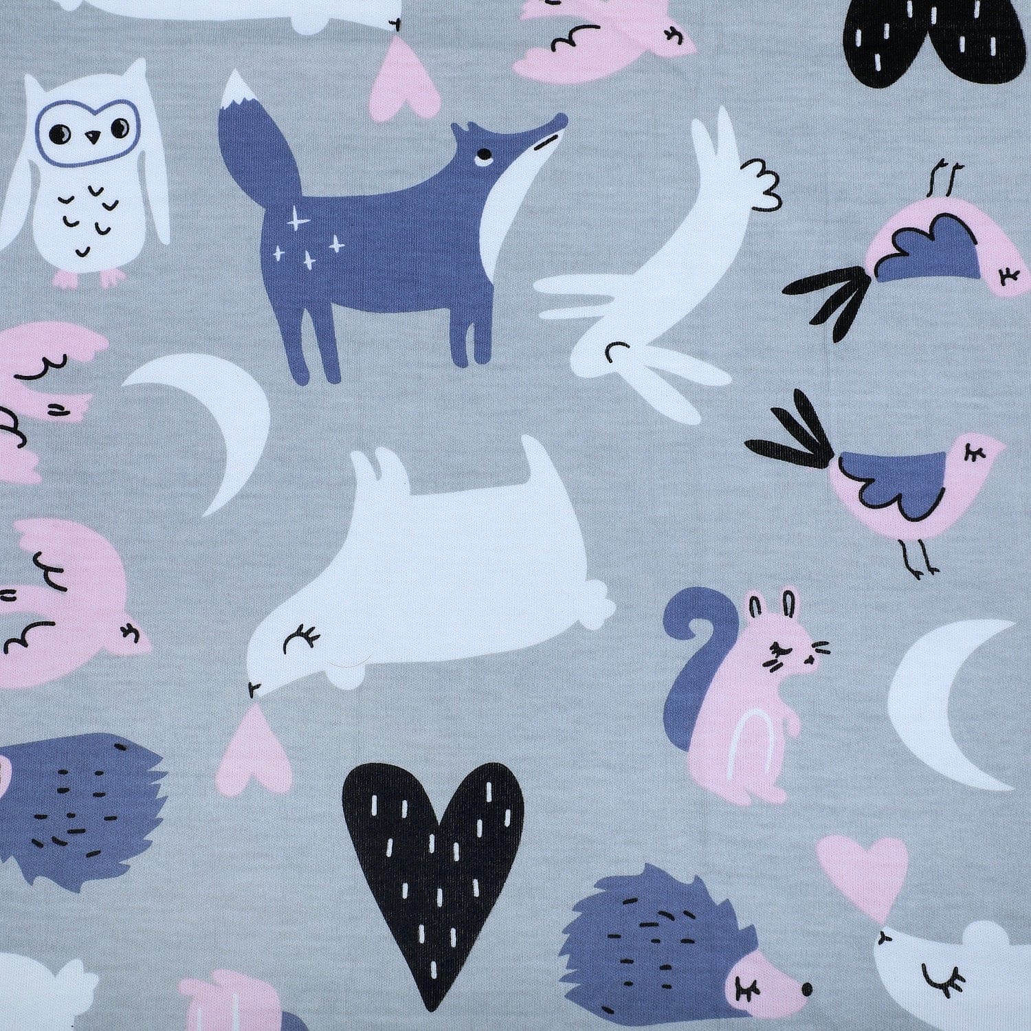 Baby Moo Sleepy Fox Soft Reversible Wrapper - Grey - Baby Moo