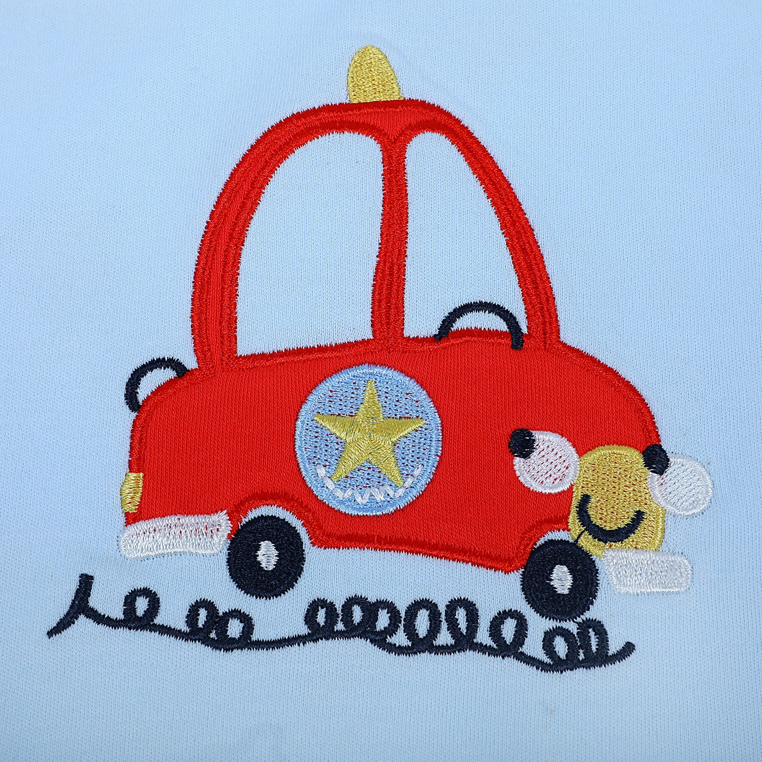 Baby Moo Traffic Jam Car Embroidery Soft Reversible Wrapper - Blue - Baby Moo