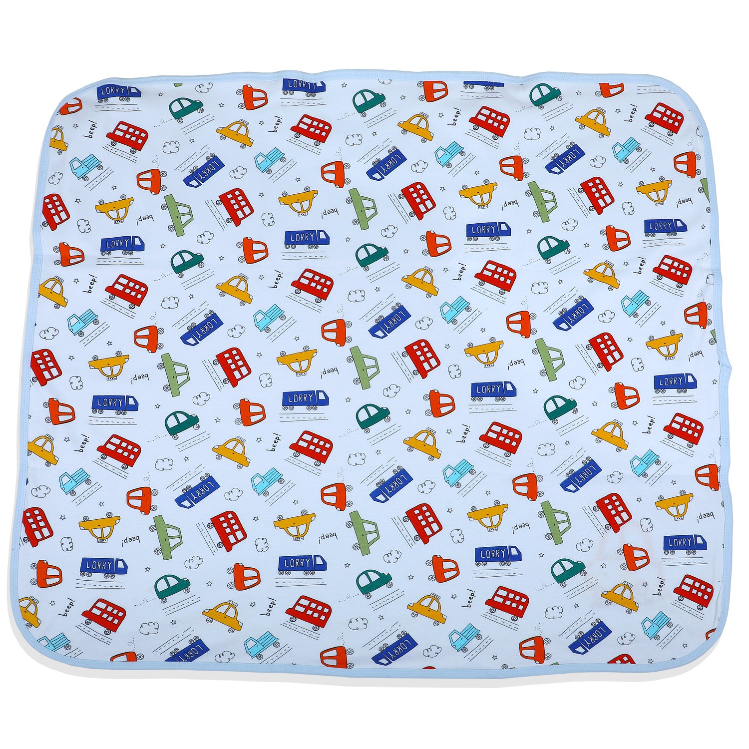 Baby Moo Traffic Jam Car Embroidery Soft Reversible Wrapper - Blue - Baby Moo