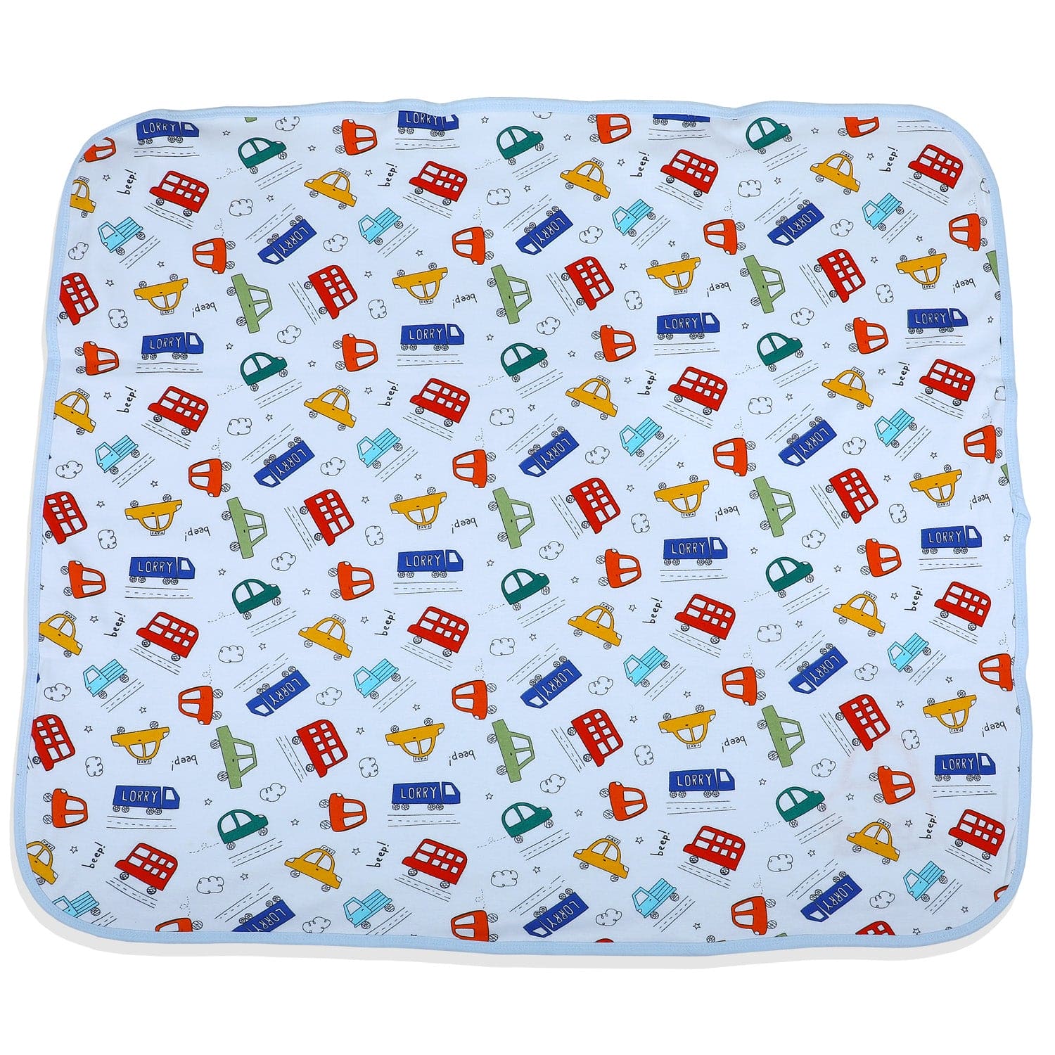 Baby Moo Traffic Jam Car Embroidery Soft Reversible Wrapper - Blue - Baby Moo