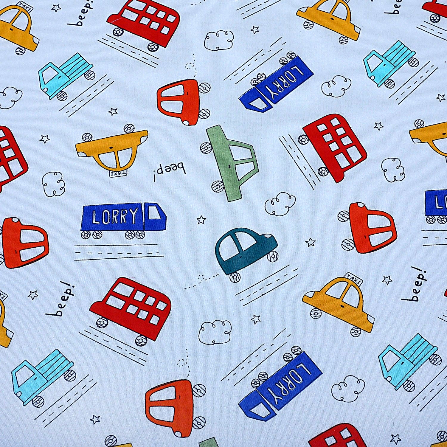 Baby Moo Traffic Jam Car Embroidery Soft Reversible Wrapper - Blue - Baby Moo