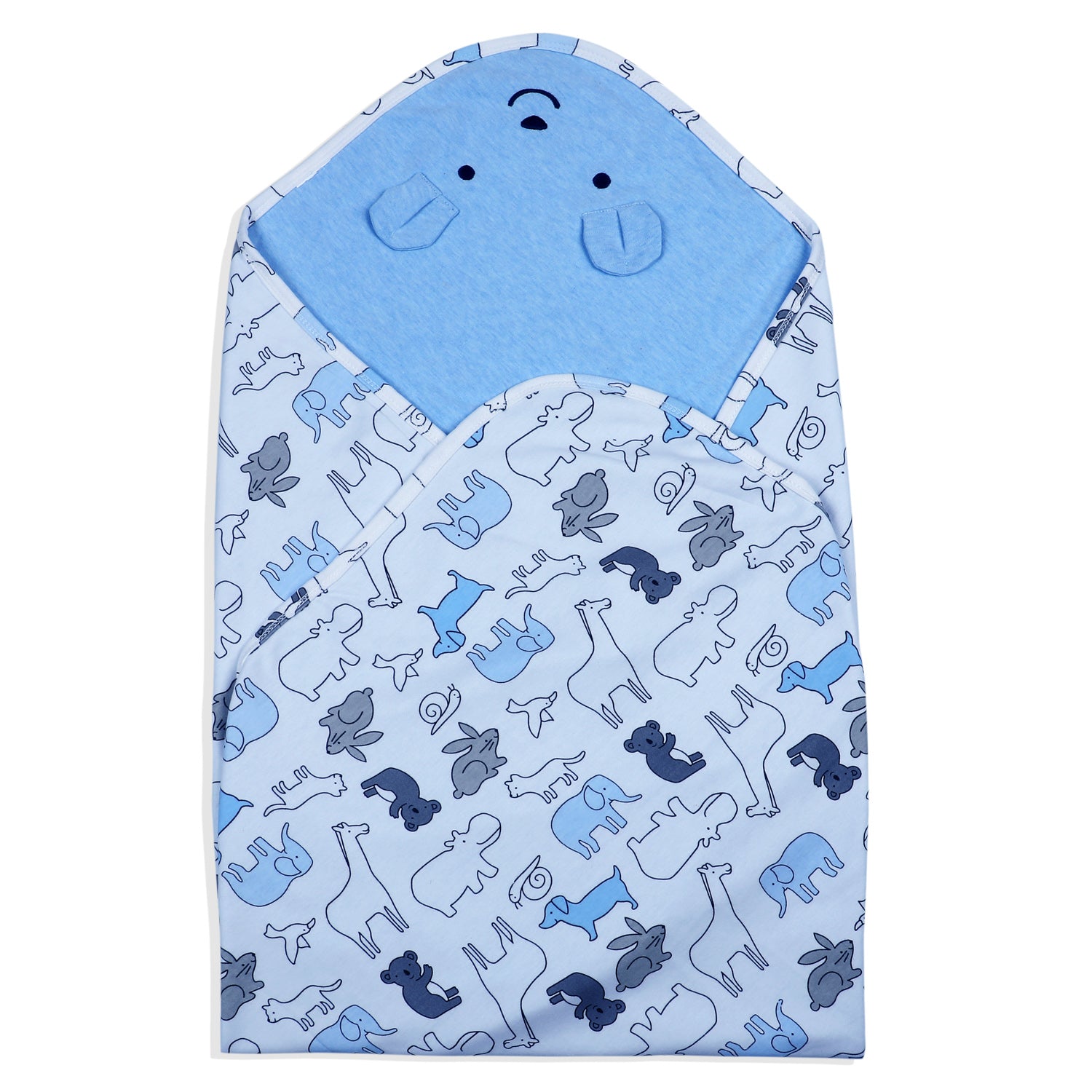 Baby Moo 3D Ear Puppy Soft Reversible Wrapper - Blue - Baby Moo