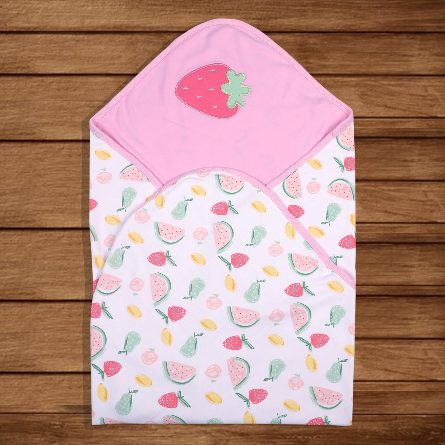 Baby Moo Strawberry Watermelon Soft Reversible Wrapper - Pink