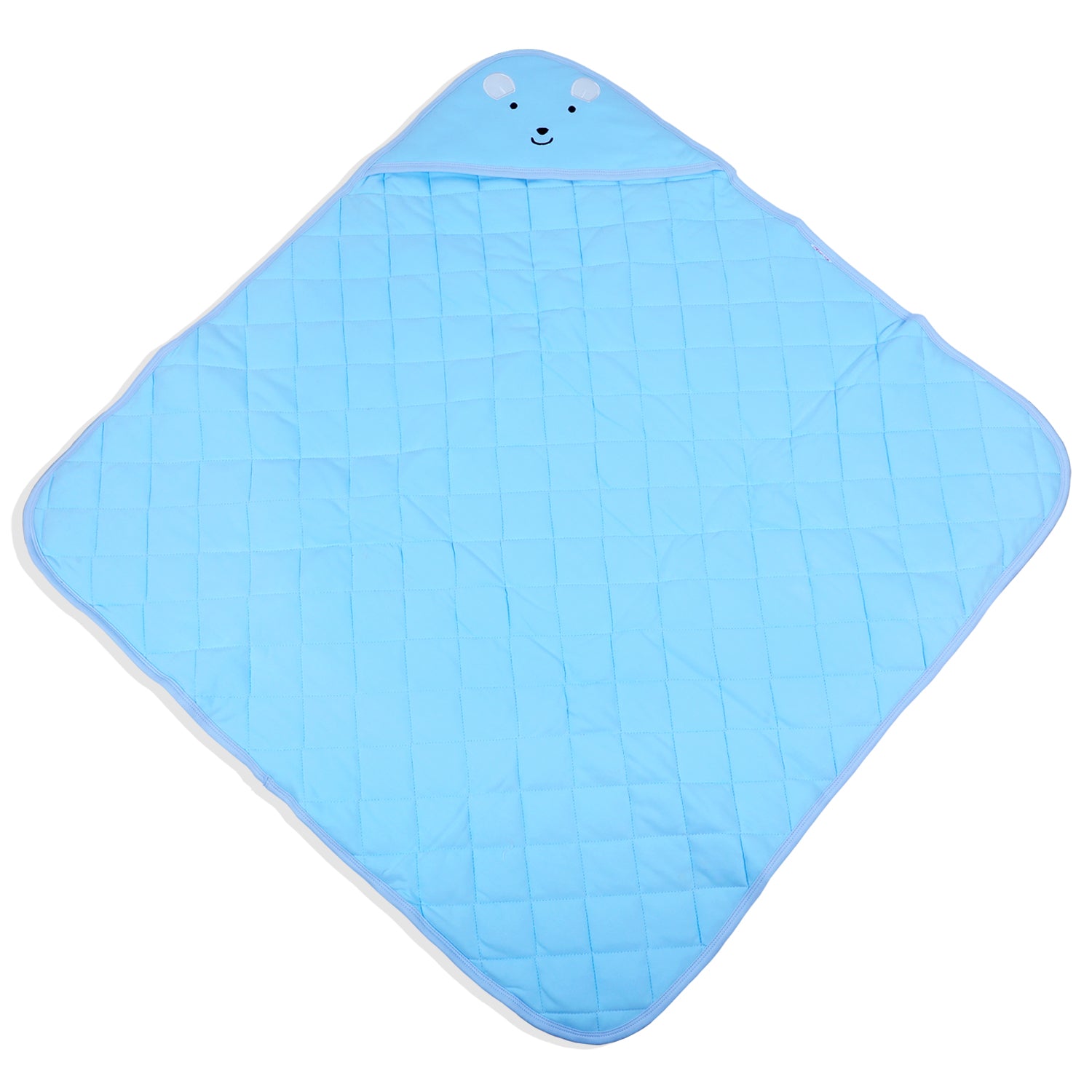 Baby Moo Mr Bear Warm Hooded Quilted Wrapper - Blue - Baby Moo