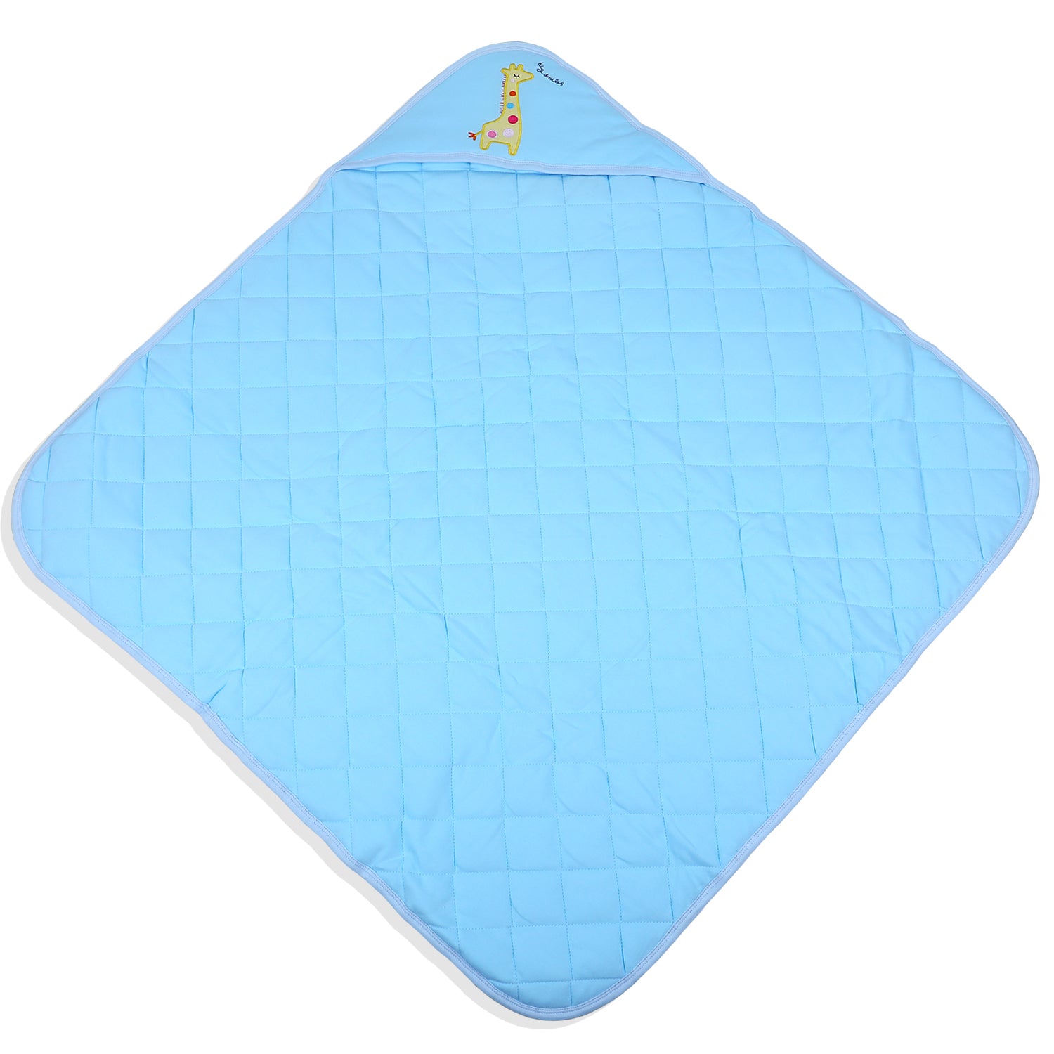 Baby Moo Giraffe Warm Hooded Quilted Wrapper - Blue