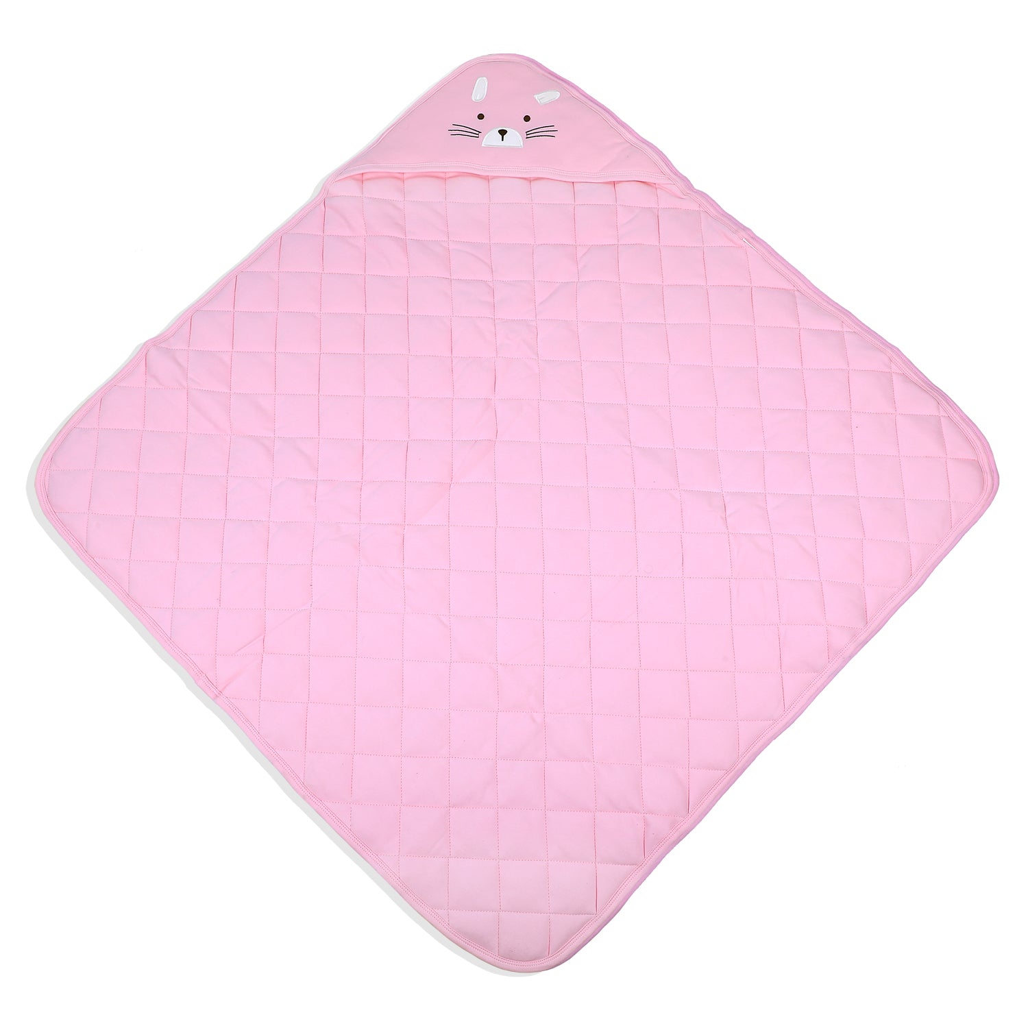 Baby Moo Kitty Warm Hooded Quilted Wrapper - Pink - Baby Moo
