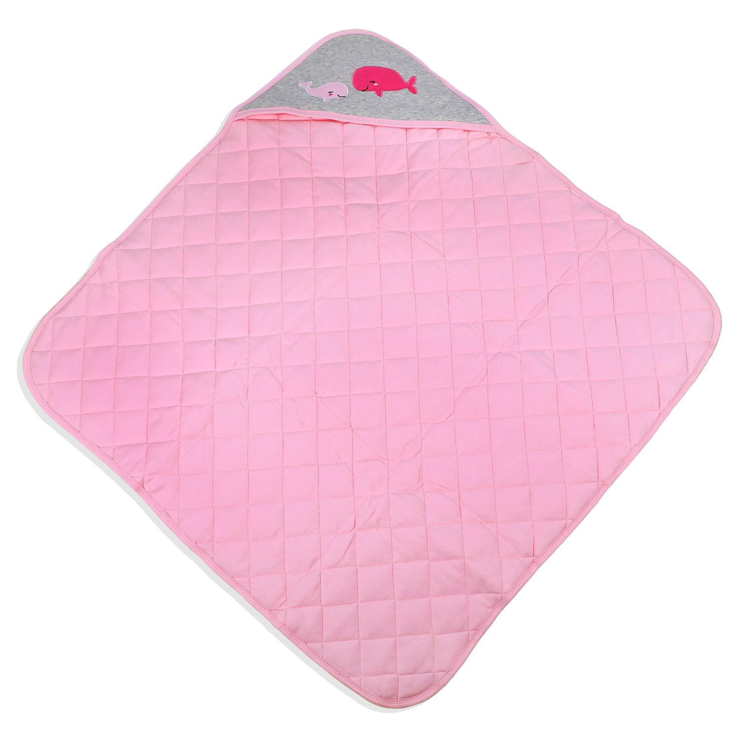 Baby Moo Whale Warm Hooded Quilted Wrapper - Pink - Baby Moo