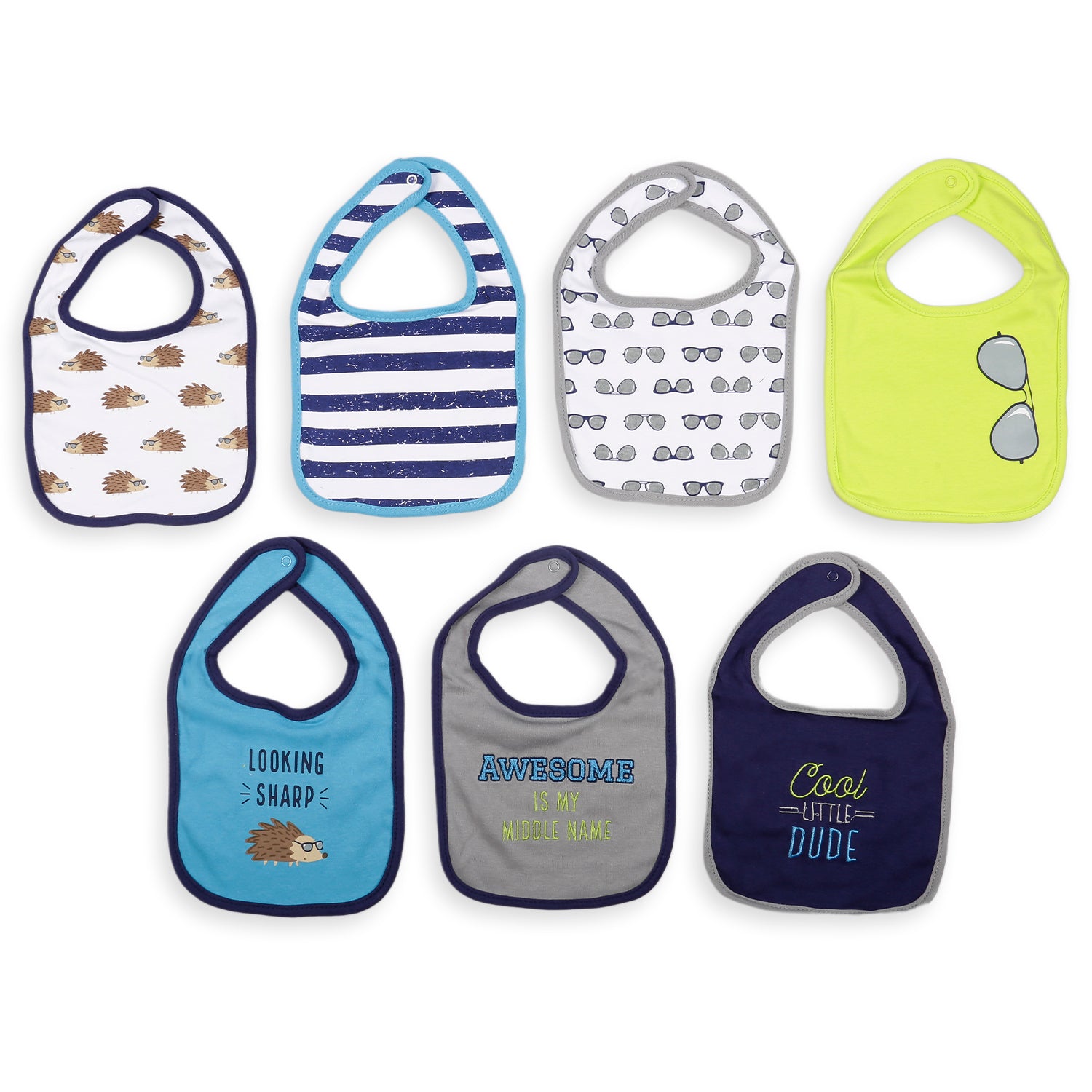 Feeding Bibs Pack Of 7 Cool Dude Multicolour - Baby Moo