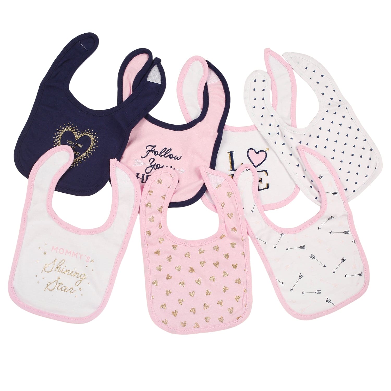 Mommy's Shining Star Pink 7 Pk Bibs - Baby Moo