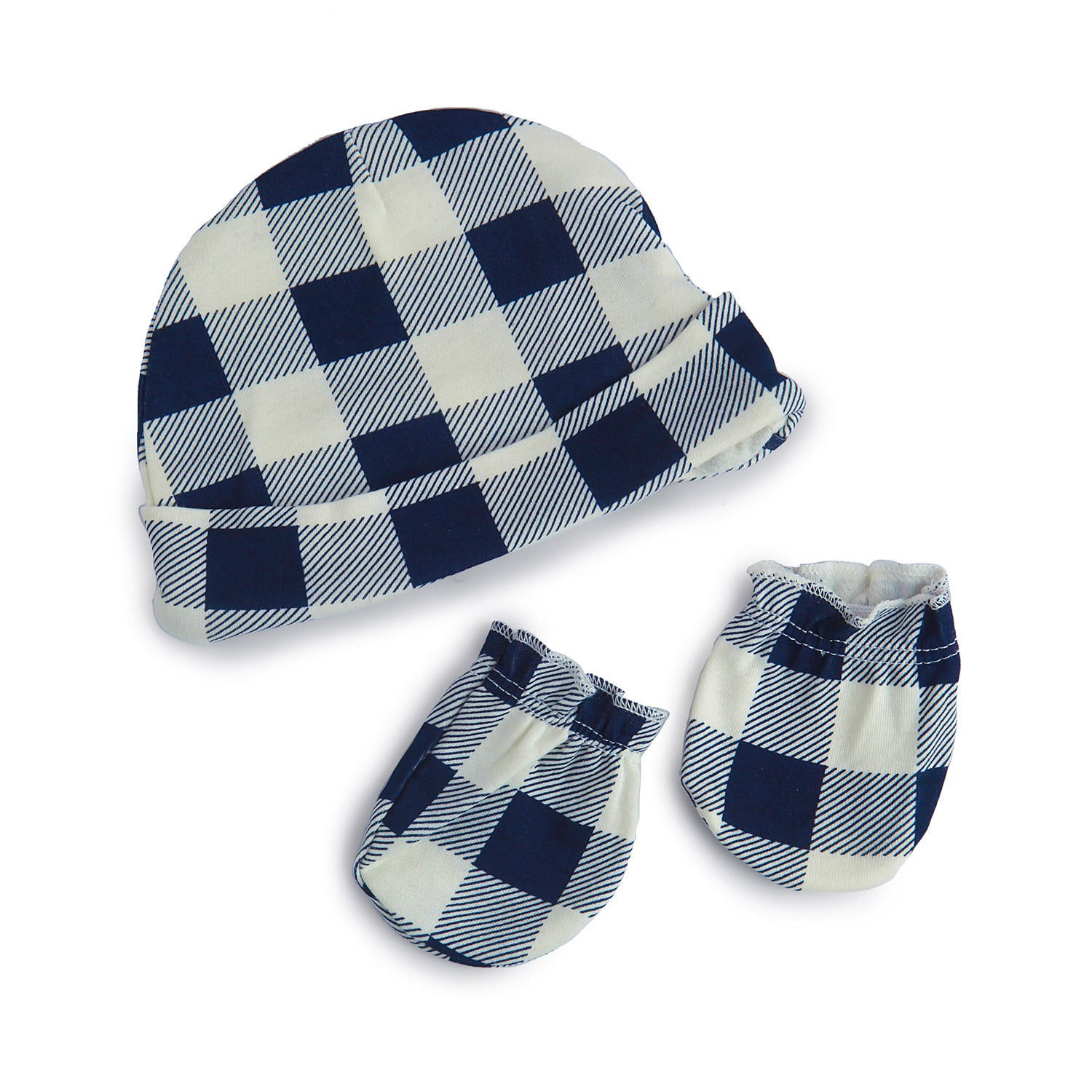 Athletic Star Blue Set Of 2 Caps And 1 Mitten - Baby Moo