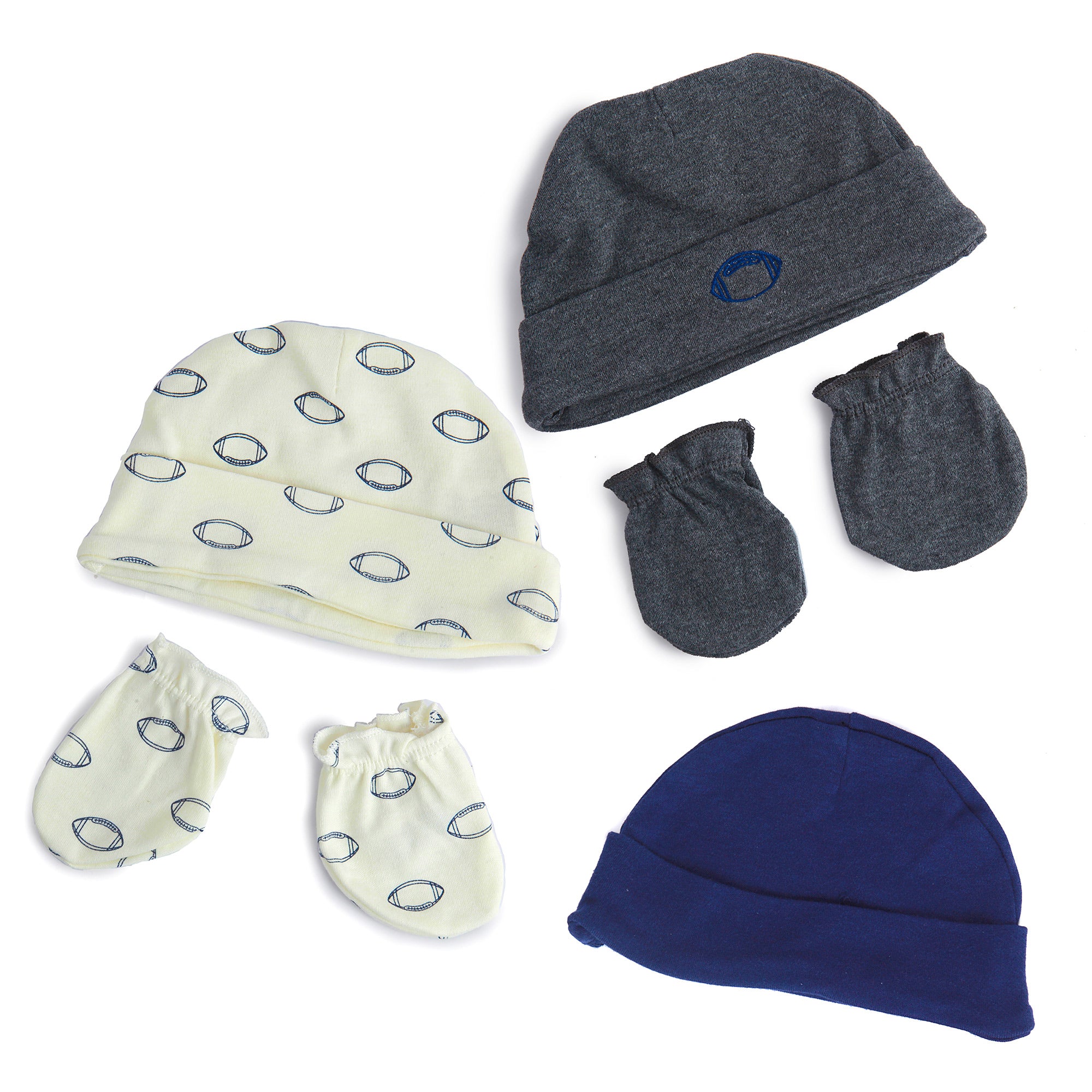 Future Sports Star Blue Set Of 3 Caps And 2 Mittens - Baby Moo