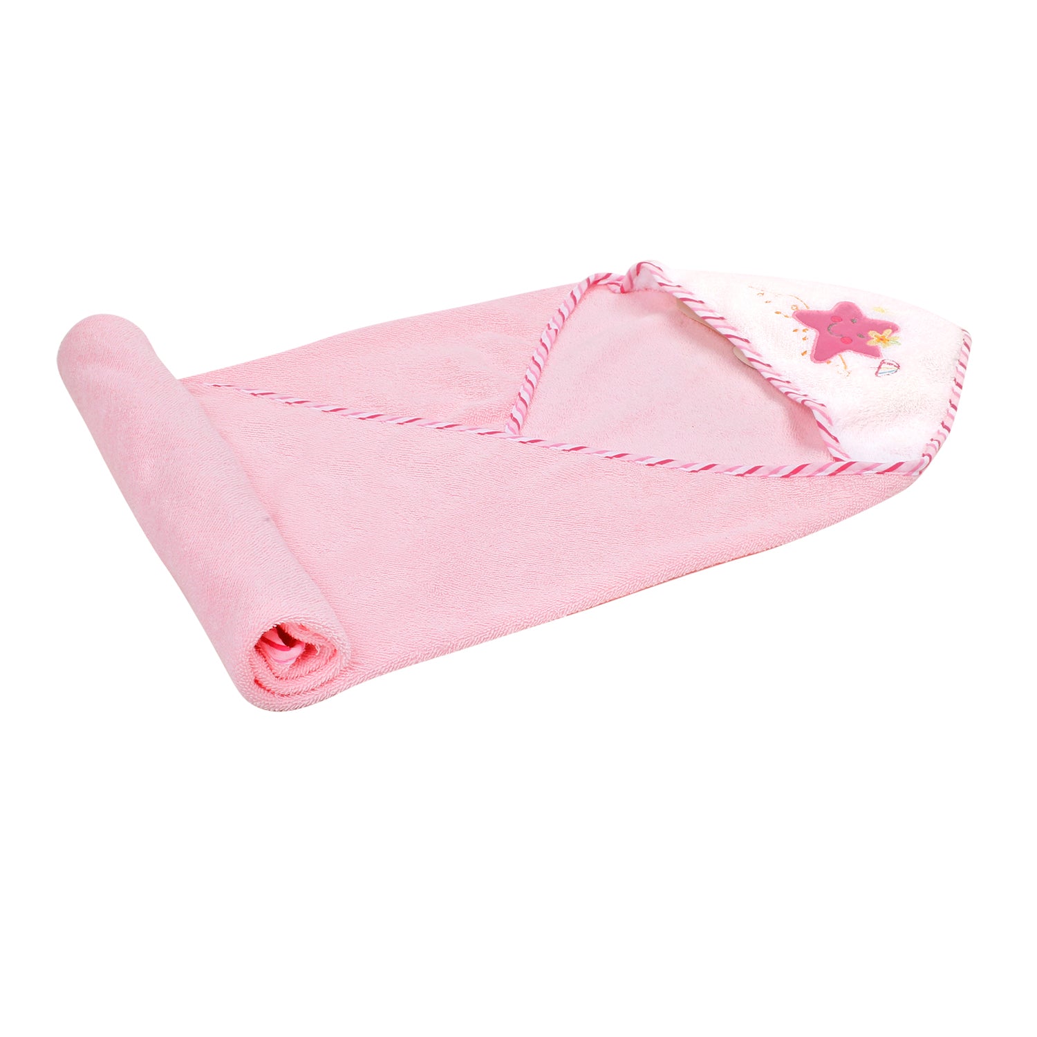 Beach Day Pink And White Hooded Towel - Baby Moo