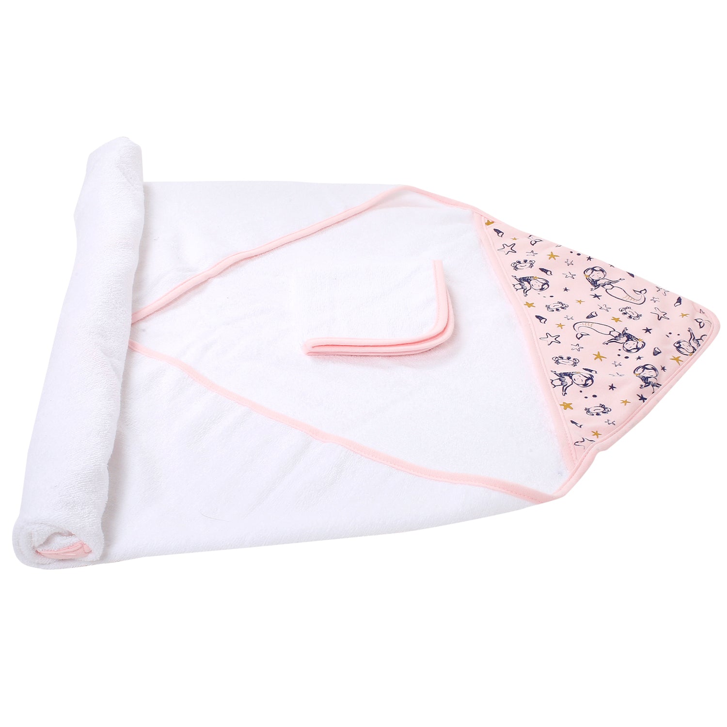 Mermaid Pink Hooded Towel & Wash Cloth Set