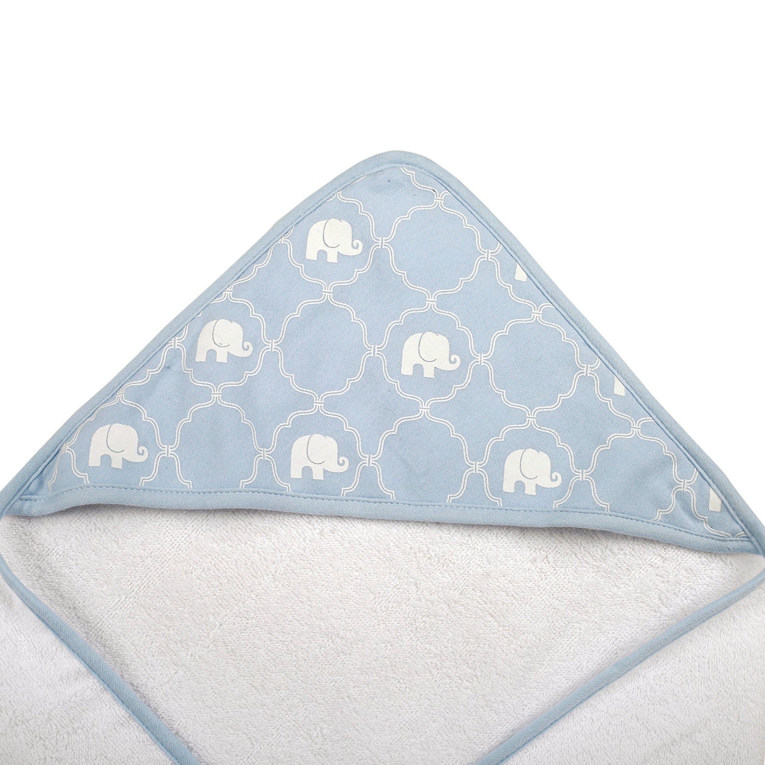 Elephant Blue Hooded Towel & Wash Cloth Set - Baby Moo