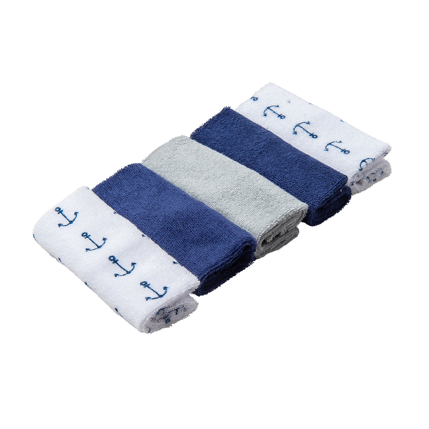 Hooded Towel And 5 Wash Cloth Gift Set Little Sea Captain Blue - Baby Moo