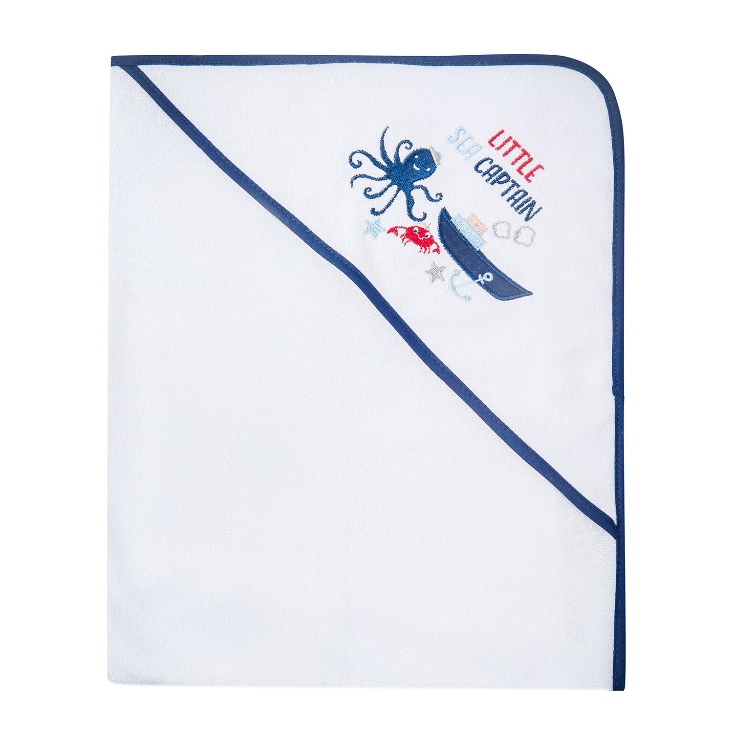 Hooded Towel And 5 Wash Cloth Gift Set Little Sea Captain Blue - Baby Moo