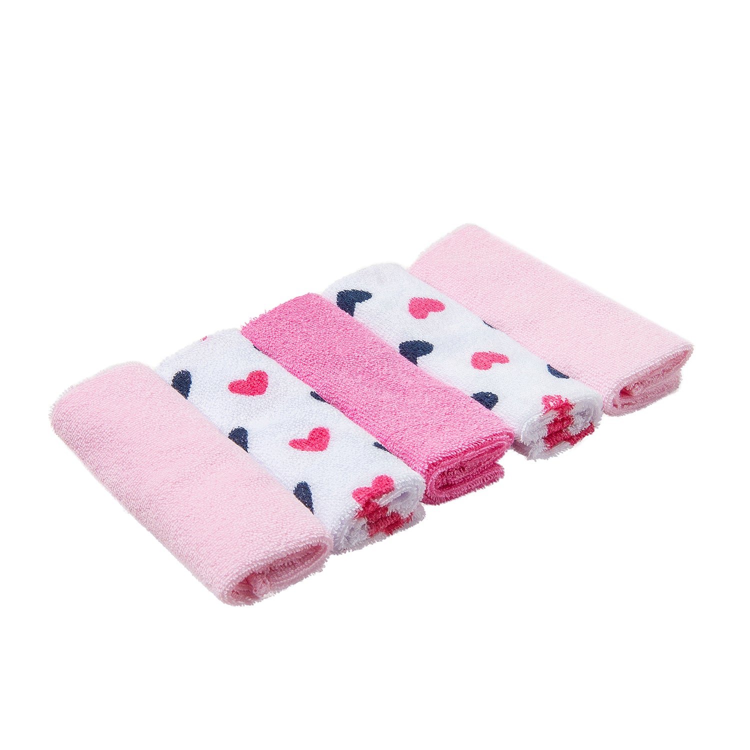 Hooded Towel And 5 Wash Cloth Gift Set Mrs Fox Heart Pink - Baby Moo