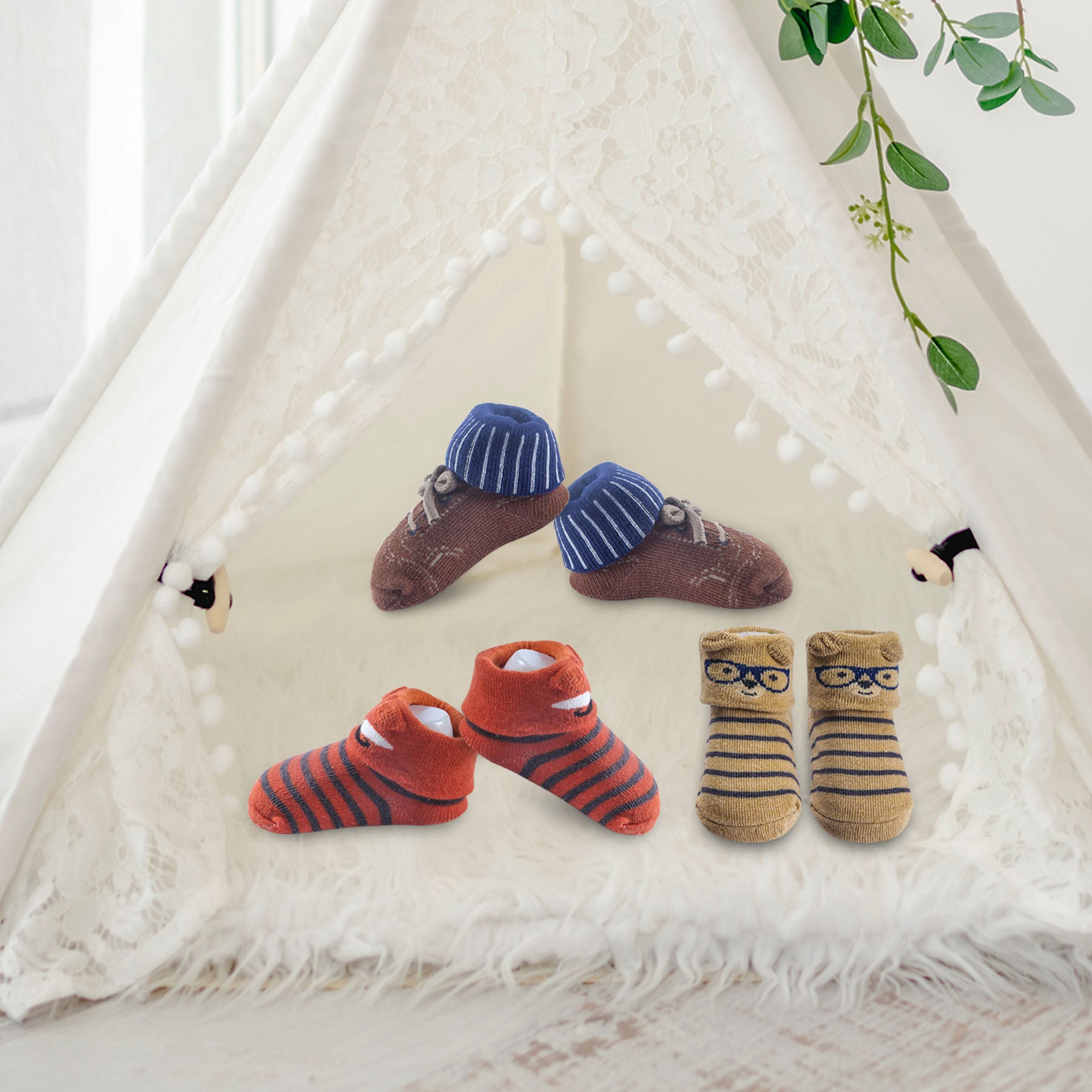 Cotton Socks Premium Newborn Gift Set Printed - Multi - Baby Moo