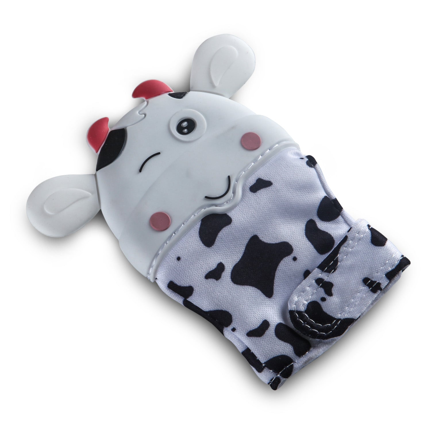 Teething Mitten Silicone Self Soothing Glove 1 Pc Cow Shape - White - Baby Moo