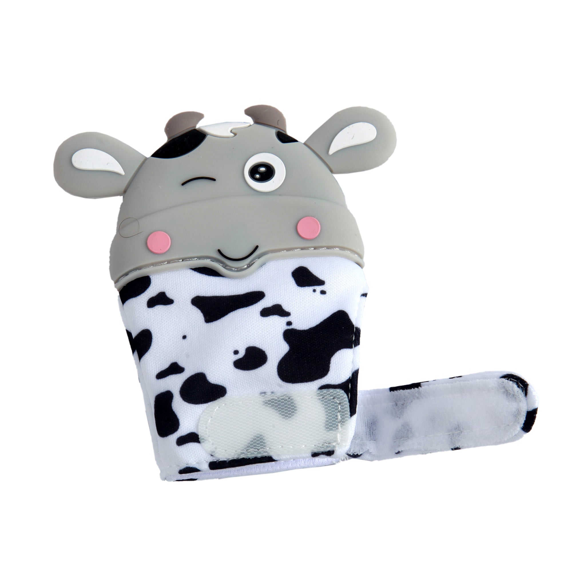 Winking Cow Grey Teething Mitten - 1 pc - Baby Moo