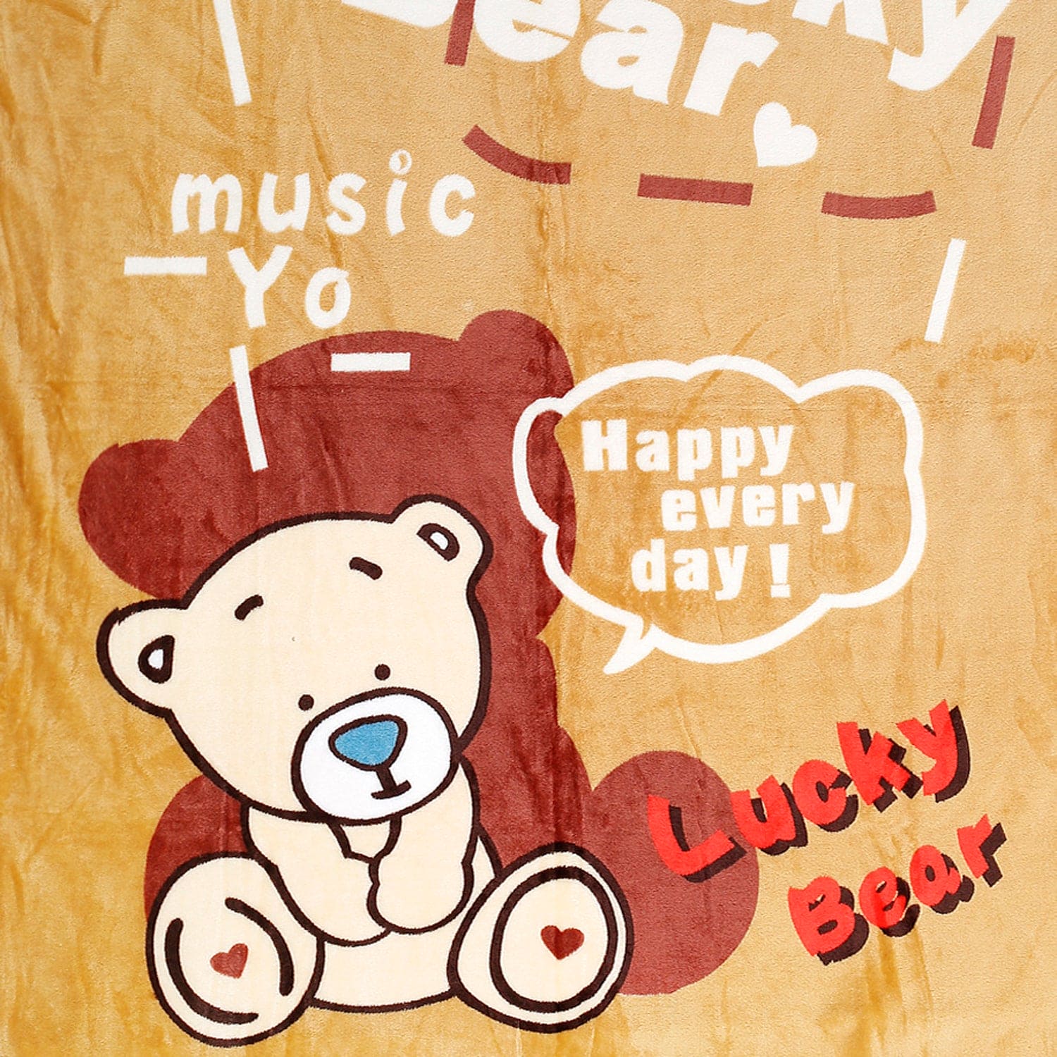 Lucky Bear Brown One Ply Blanket - Baby Moo