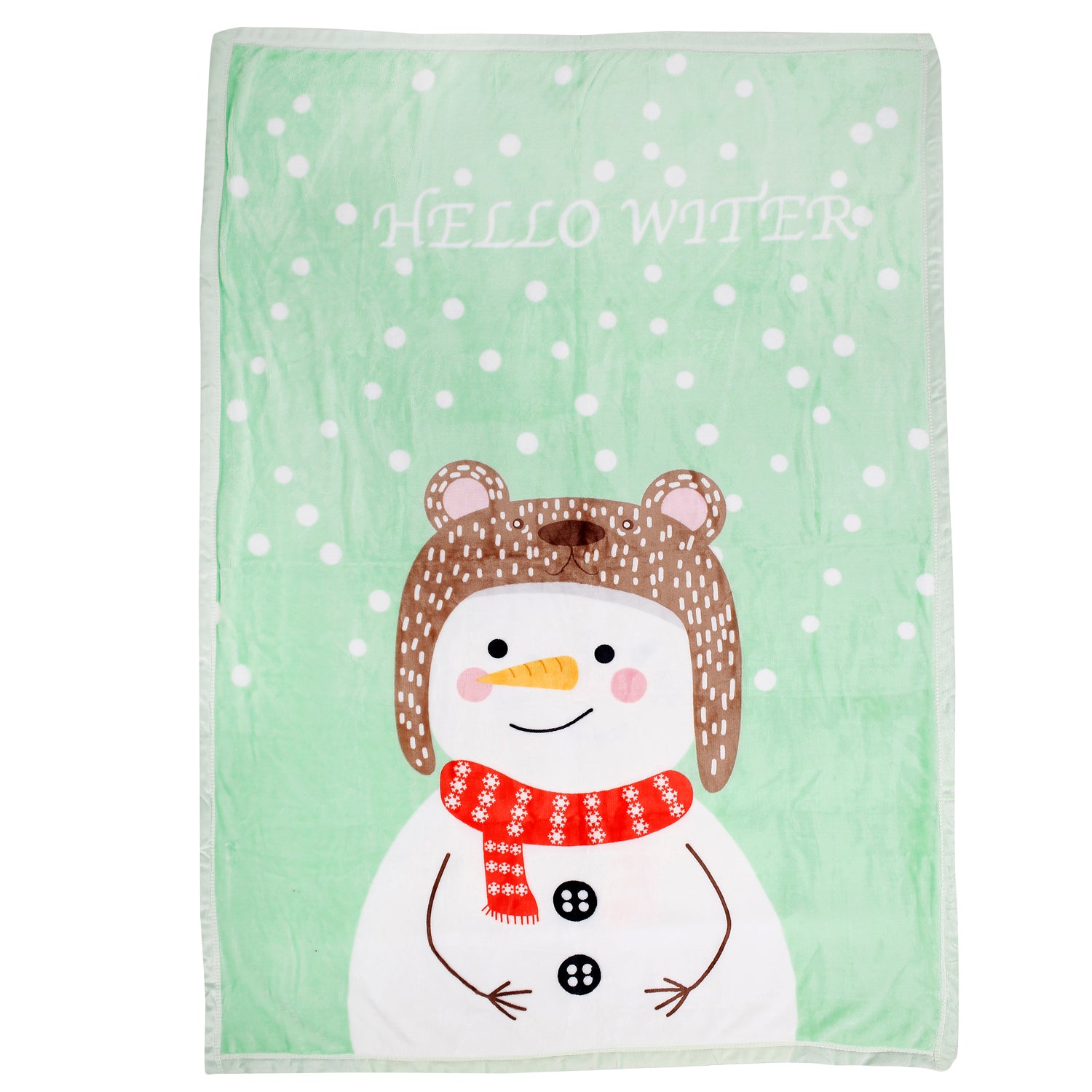 Hello Winter Mint Green Two-Ply Blanket - Baby Moo