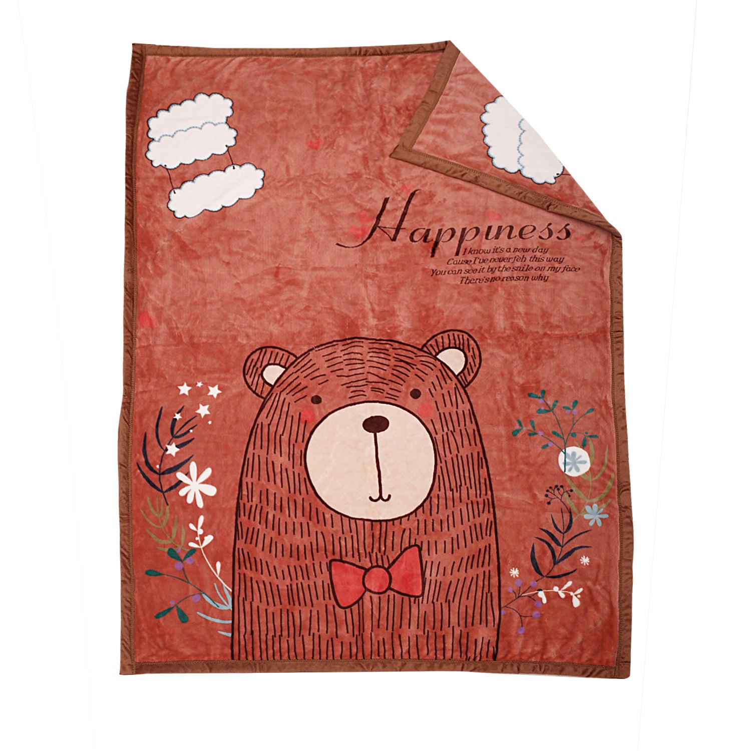 Happy Bear Brown Two-Ply Blanket - Baby Moo