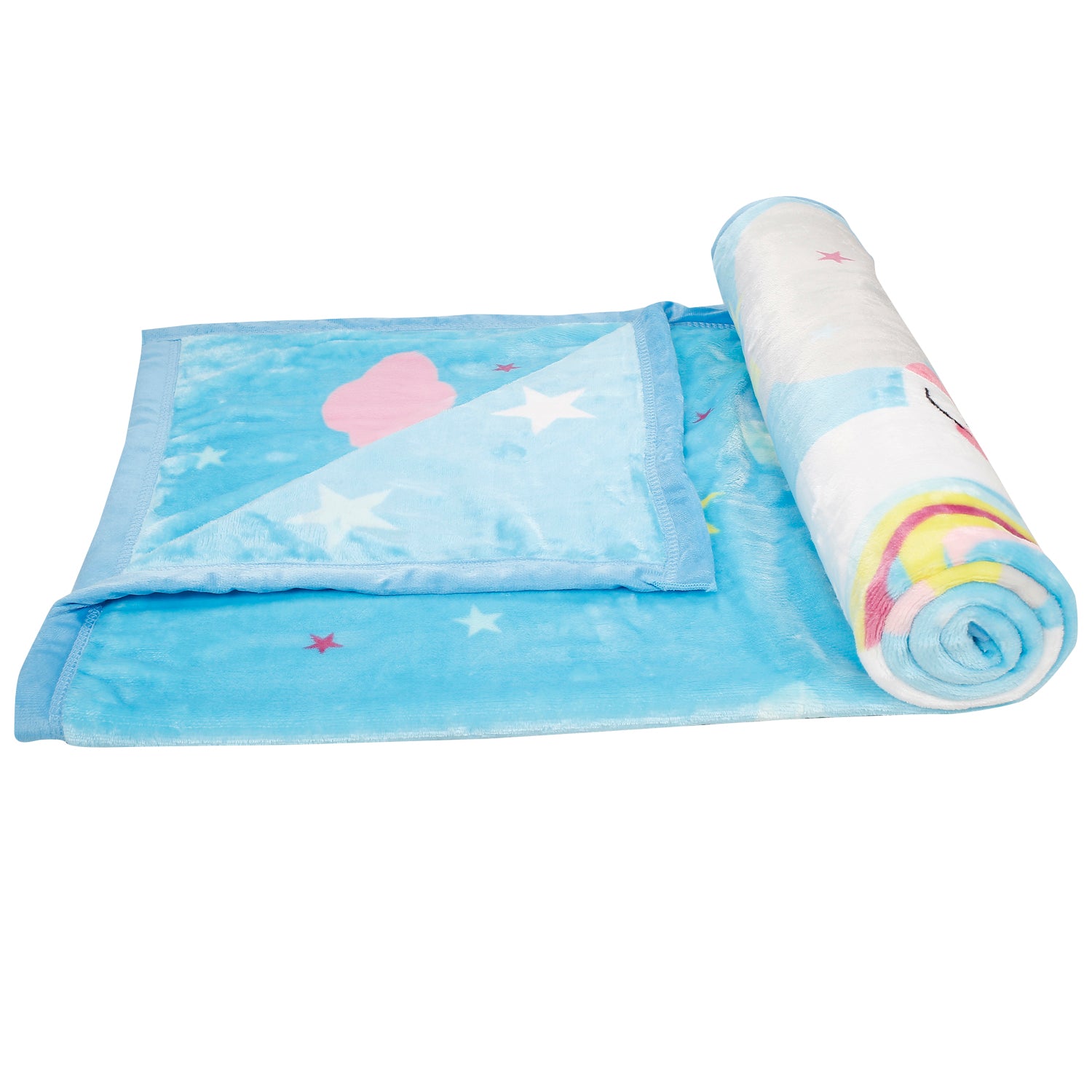 Magical Unicorn Blue Two-Ply Blanket - Baby Moo