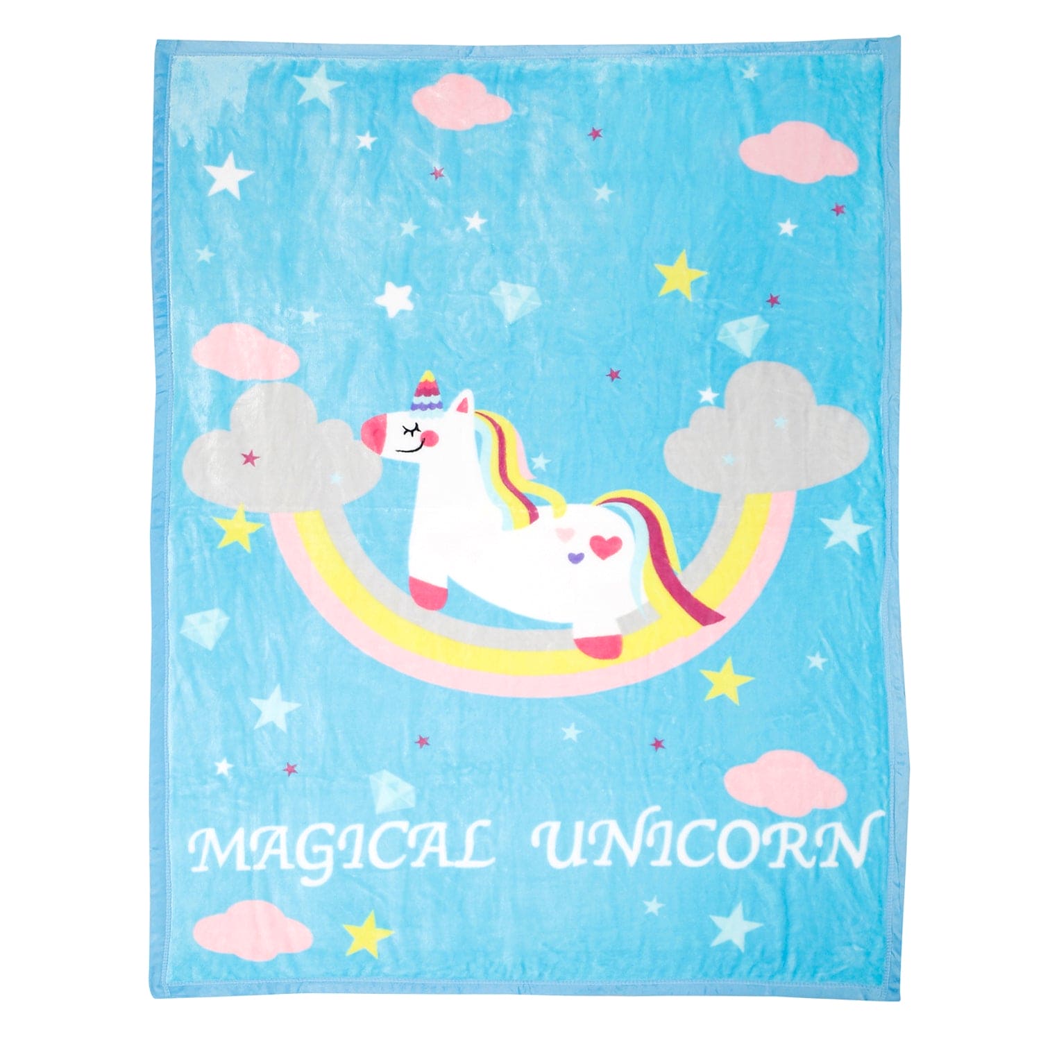 Magical Unicorn Blue Two-Ply Blanket - Baby Moo