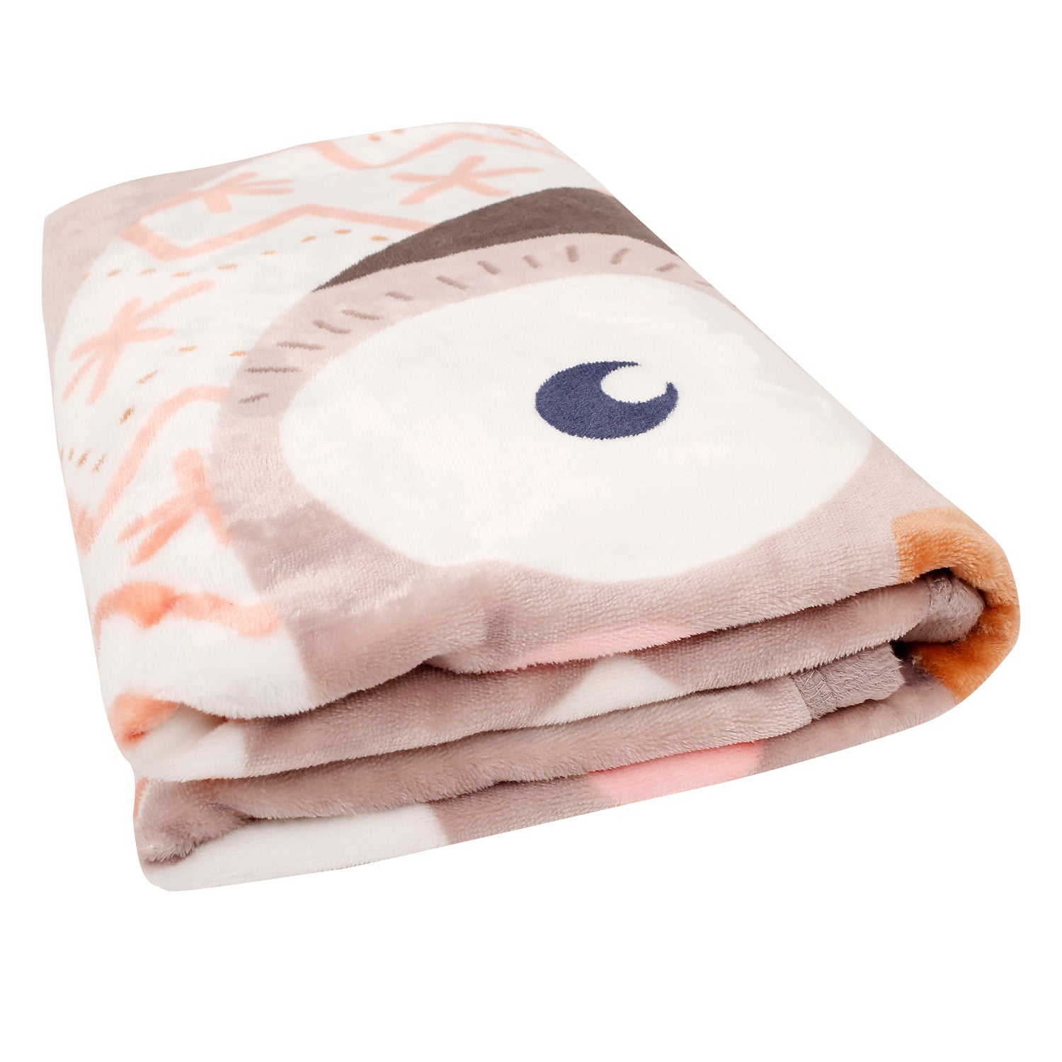 Fuzzy Owl Beige Two-Ply Blanket - Baby Moo