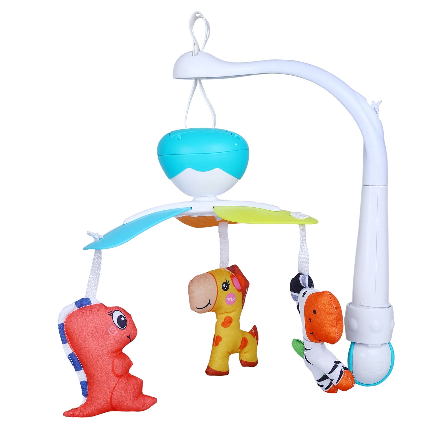 Soft Animals Premium Electric Musical Bed Cot Mobile With Hanging Rattles - Blue - Baby Moo