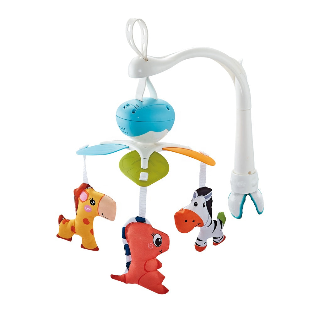 Soft Animals Premium Electric Musical Bed Cot Mobile With Hanging Rattles - Blue - Baby Moo