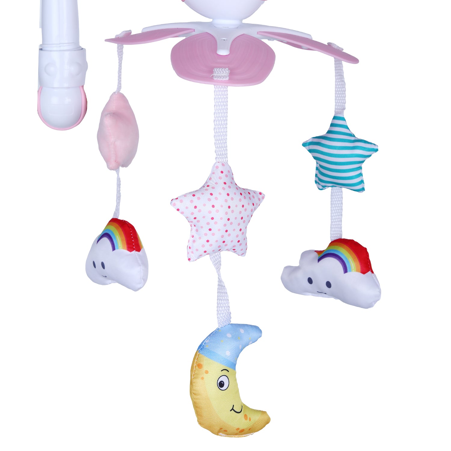 Sleepy Star Premium Electric Musical Bed Cot Mobile With Hanging Rattles - Pink - Baby Moo