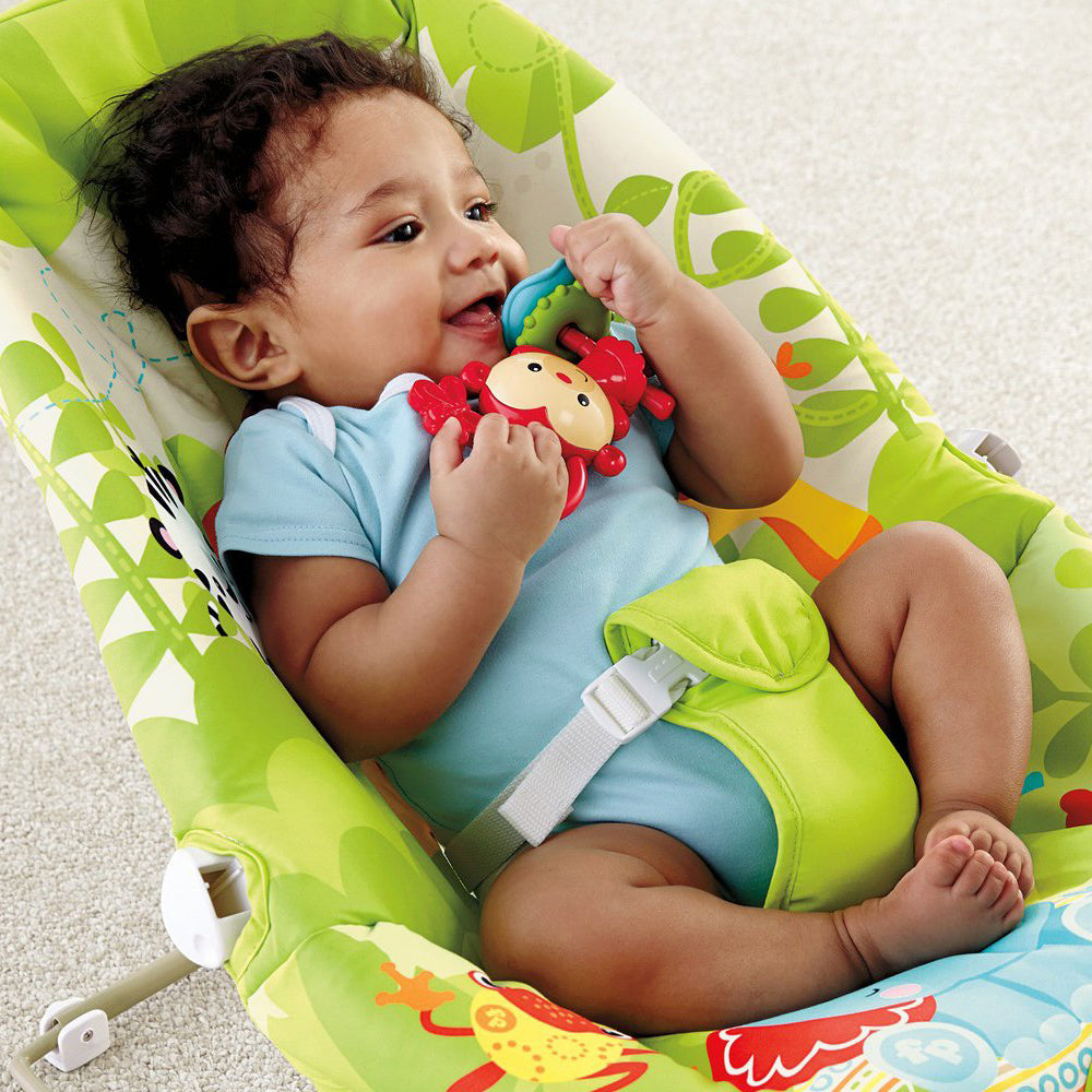 Jungle Friends Soothing Vibrations Bouncer Rocker With Musical Hanging Toys - Green