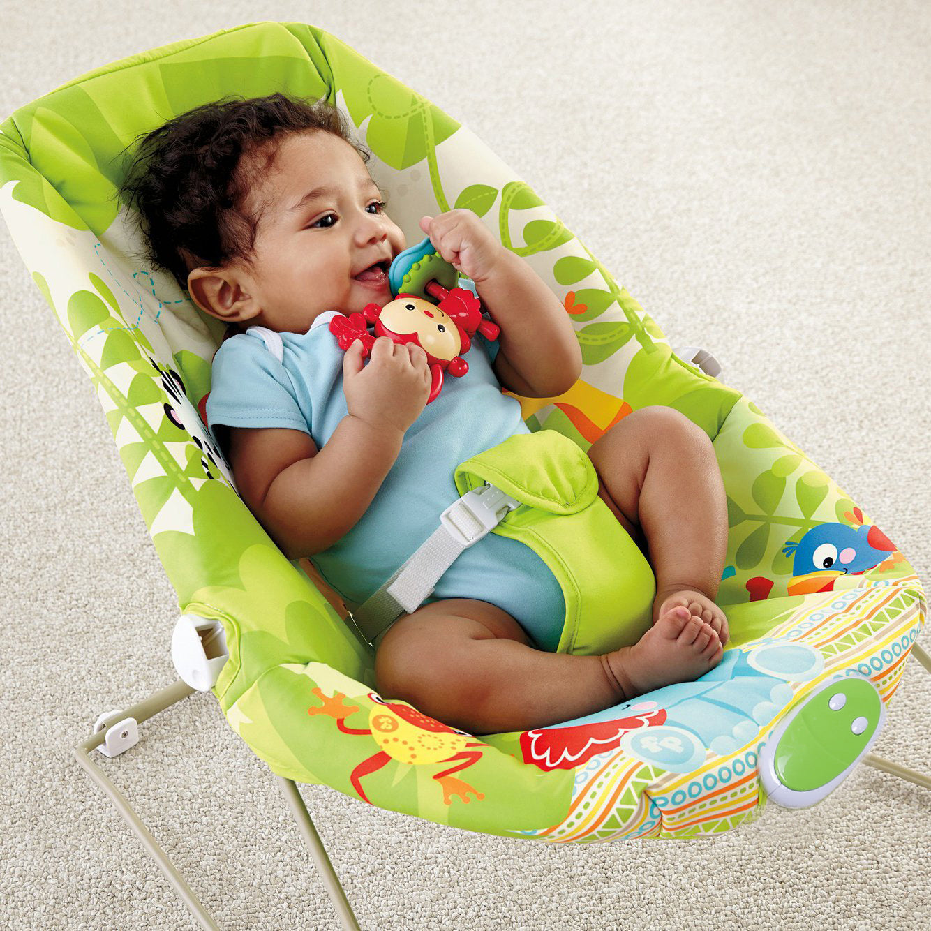 Jungle Friends Soothing Vibrations Bouncer Rocker  - Green - Baby Moo