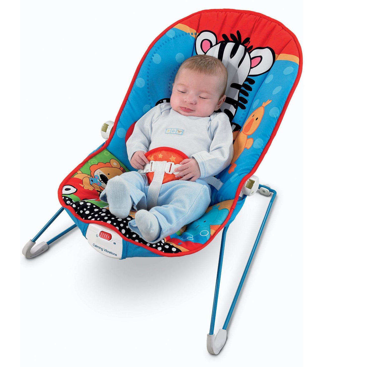 Jungle Friends Soothing Vibrations Bouncer Rocker With Musical Hanging Toys - Blue