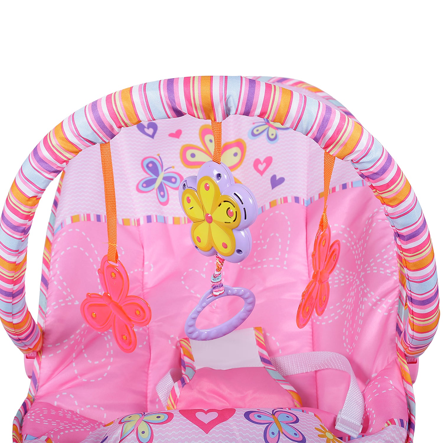 Jungle Friends Soothing Vibrations Bouncer Rocker With Musical Hanging Toys - Pink - Baby Moo