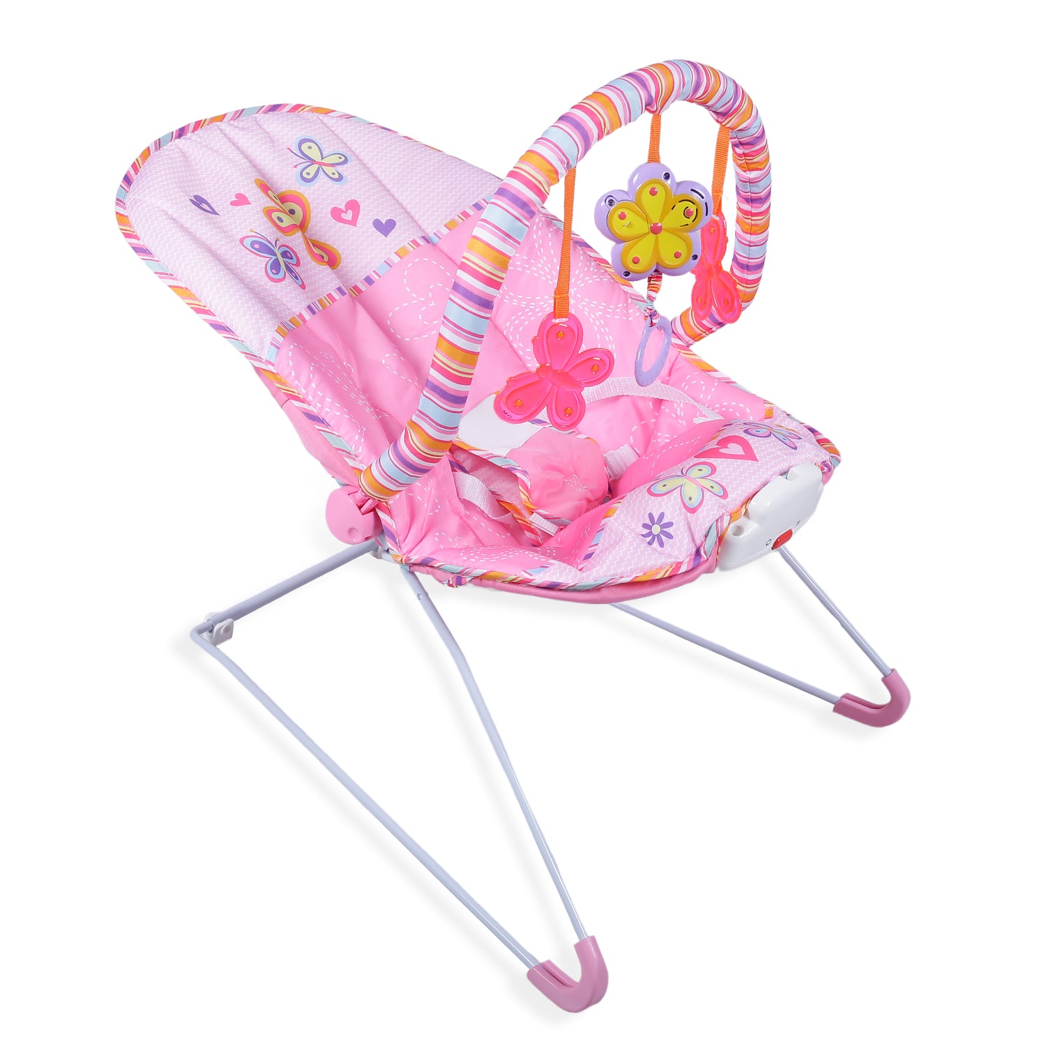 Jungle Friends Soothing Vibrations Bouncer Rocker With Musical Hanging Toys - Pink