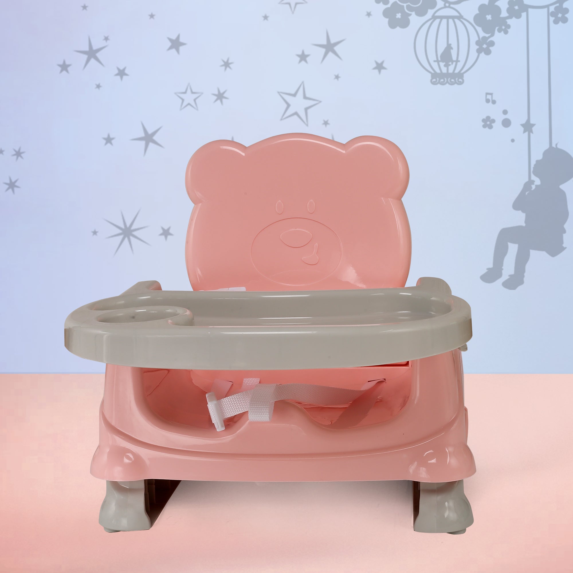 Peach Foldable Feeding / Dining Chair with Strap