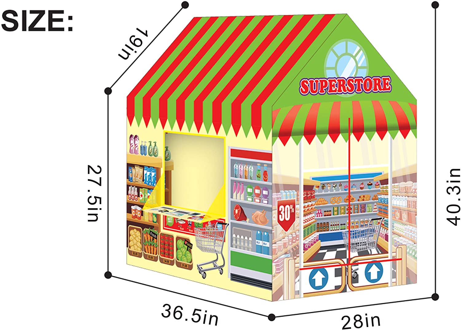 Playtime Foldable Tent House  Supermarket - Multicolour - Baby Moo
