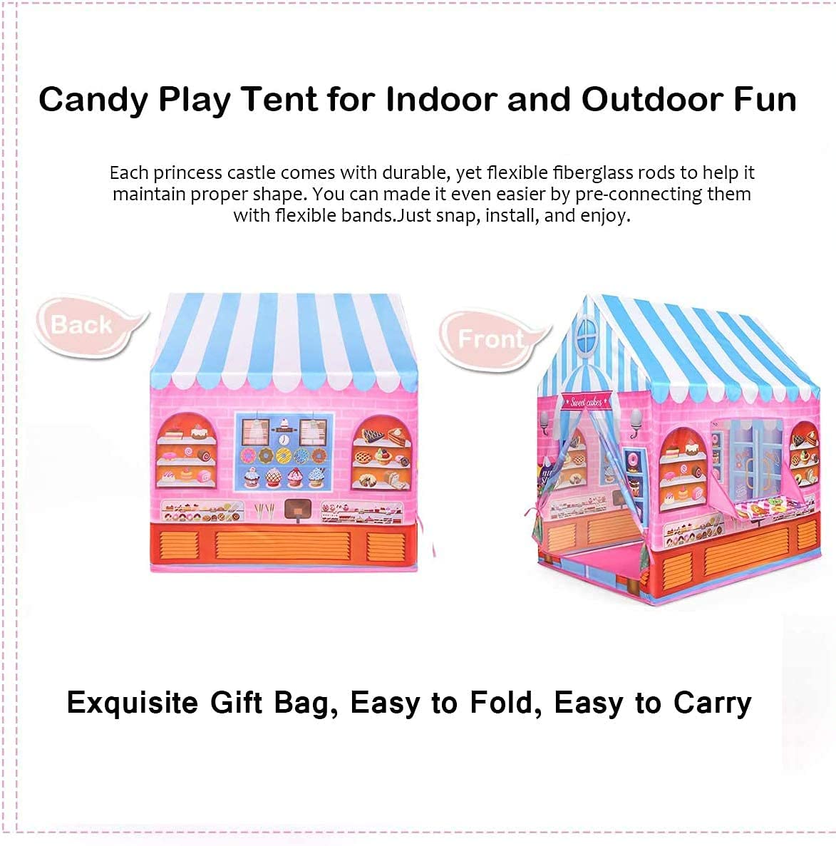 Playtime Foldable Tent House Cake Shop - Pink - Baby Moo