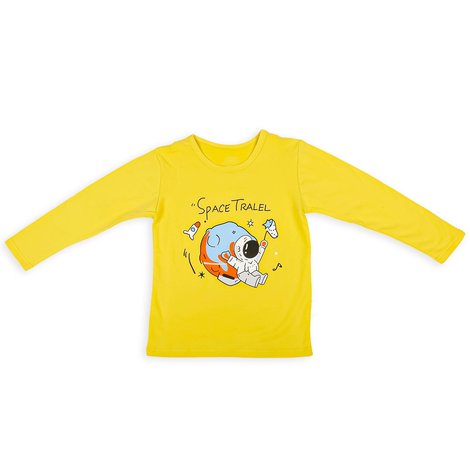 Night Suit Cotton Tshirt And Pyjama Space Travel Yellow - Baby Moo