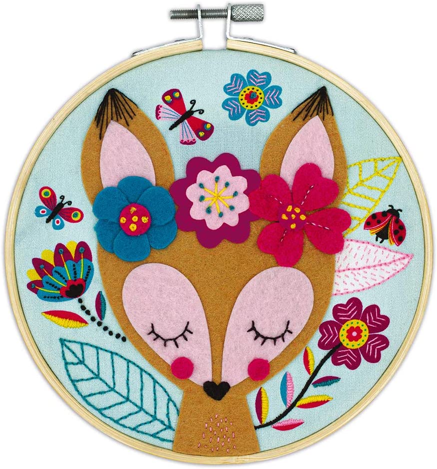 Janod Fawn Embroidery Kit with Drum and Felt Decoration Workshops - Multicolour - Baby Moo