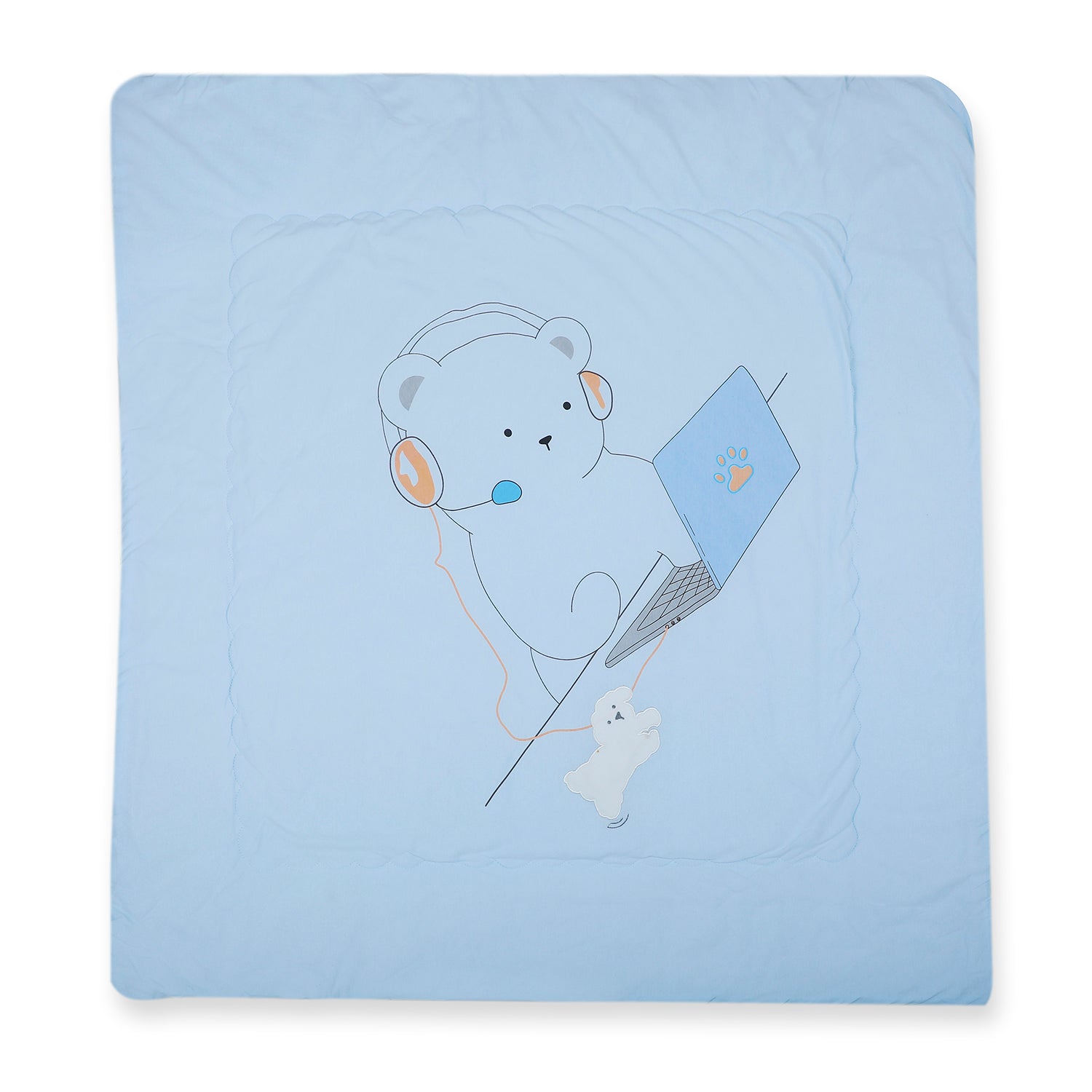 Baby Moo Workaholic Bear 100 % Cotton Wrapper - Blue - Baby Moo
