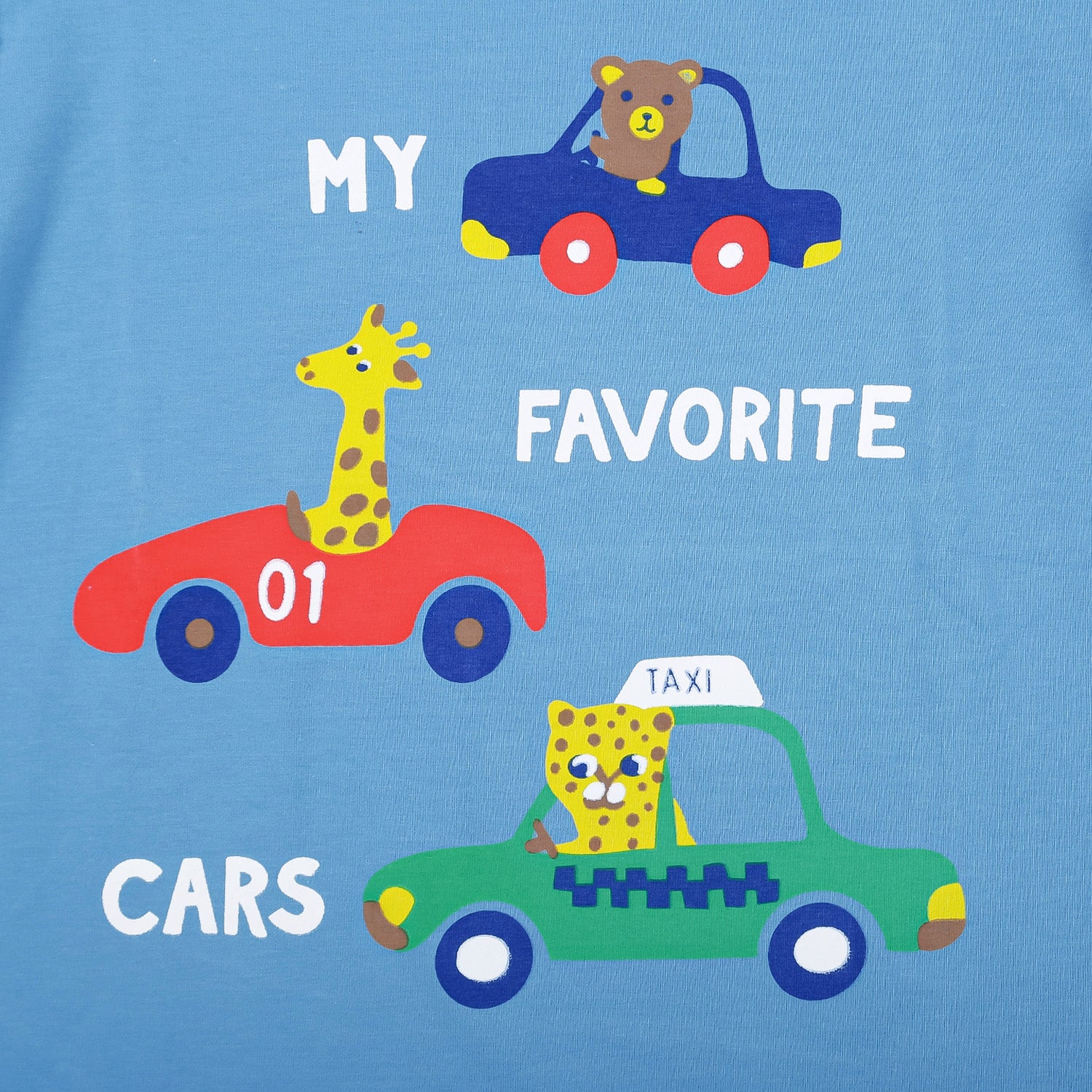 Night Suit Cotton Tshirt And Pyjama My Favourite Car Blue - Baby Moo