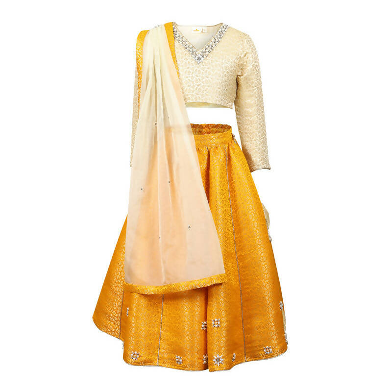 Rang Pearl Embroidery Lehenga Choli Set With Dupatta - Yellow