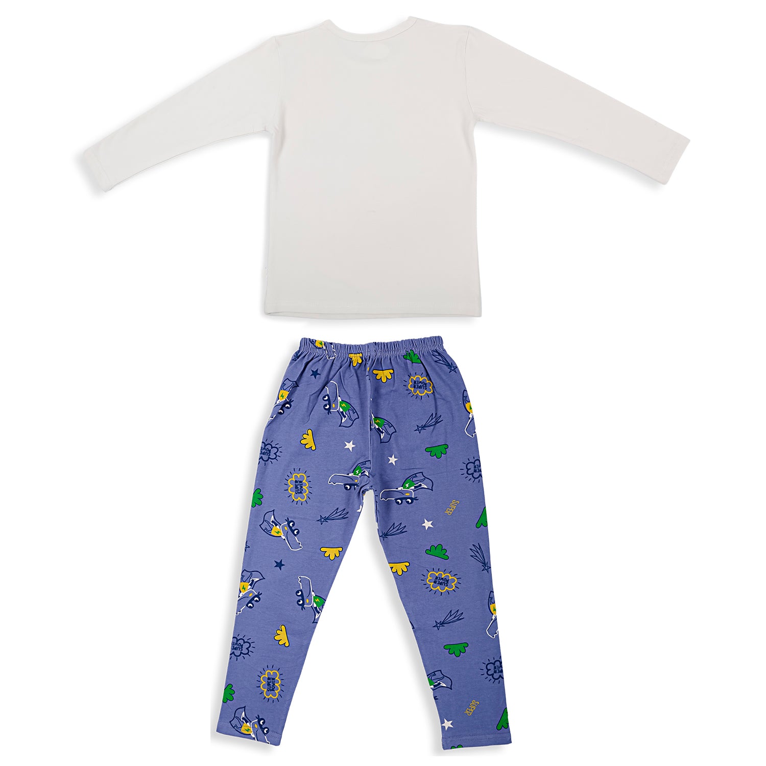 Night Suit Cotton Tshirt And Pyjama Super Frog Grey - Baby Moo