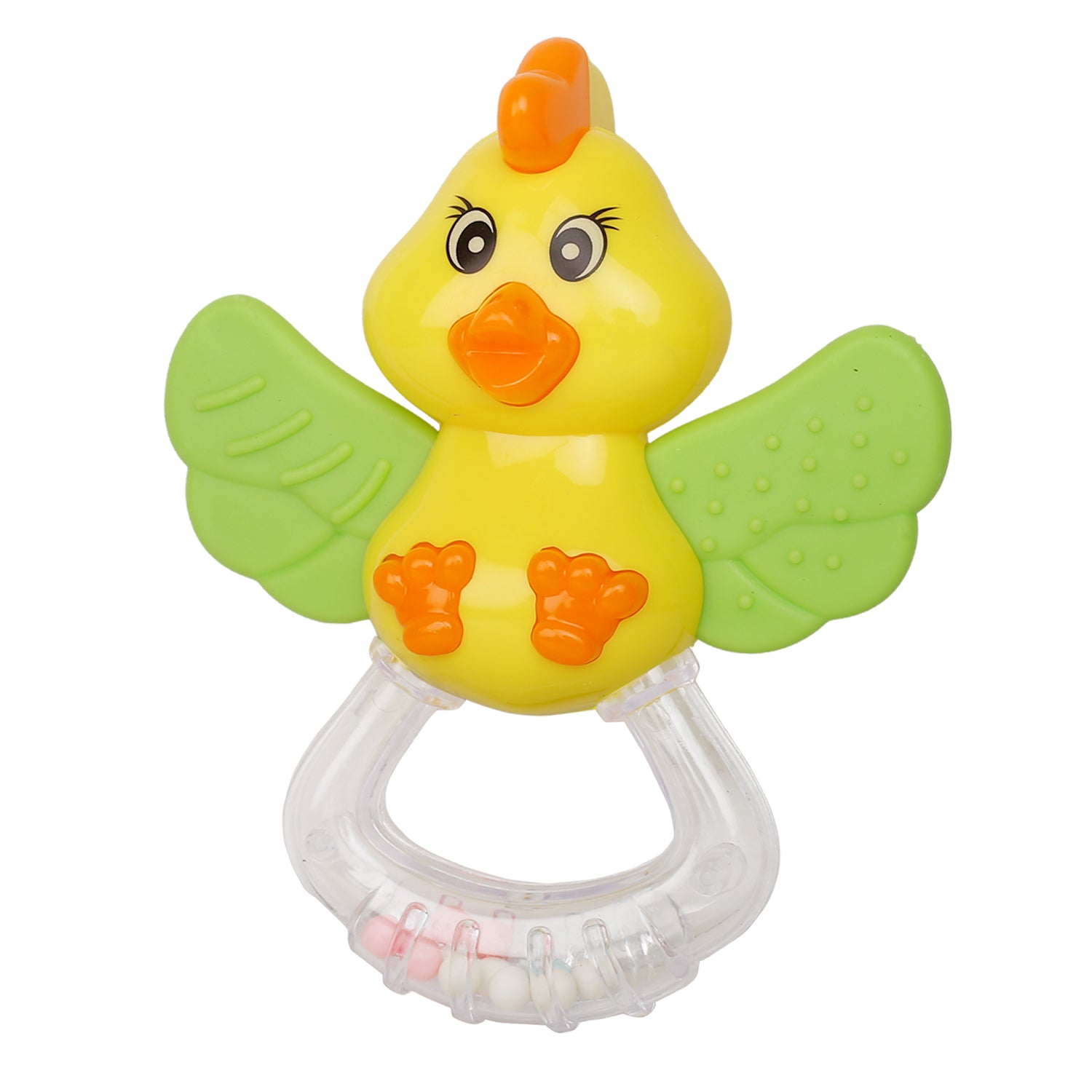 Duck Yellow And Green Rattle Teether - Baby Moo
