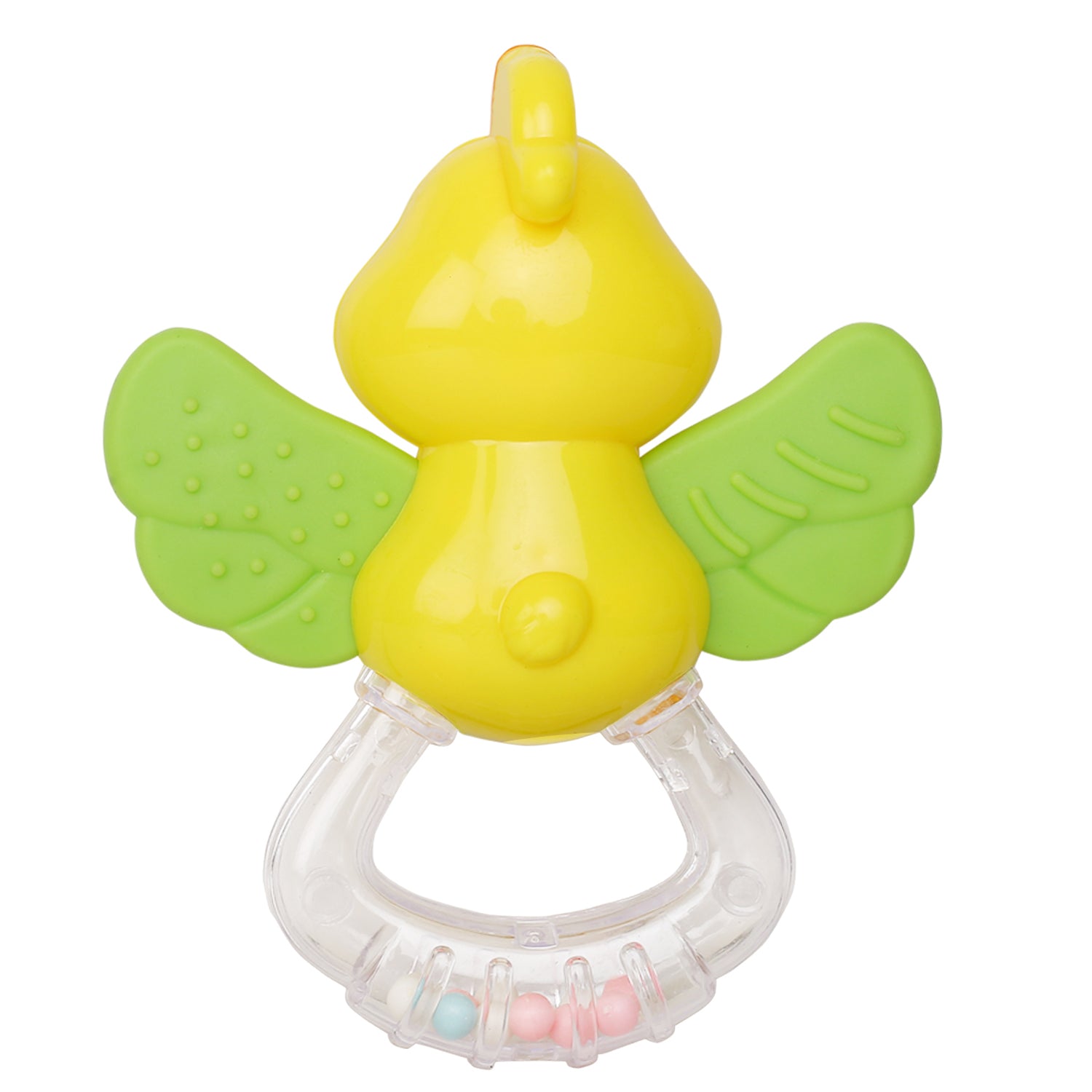 Duck Yellow And Green Rattle Teether - Baby Moo